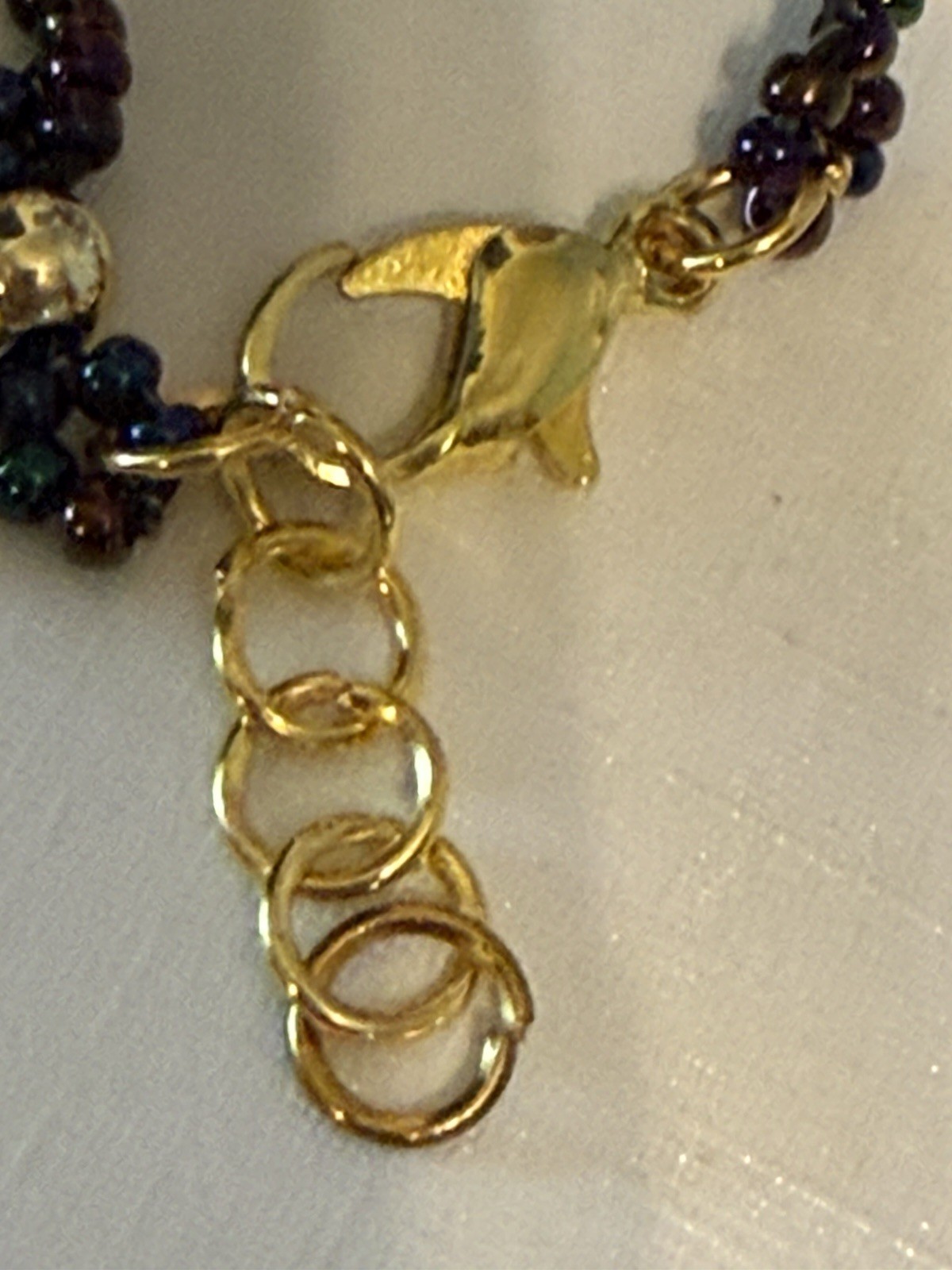 Handcrafted Gold Plated & Purple Variegated Bead Necklace Bracelet Earrings Set