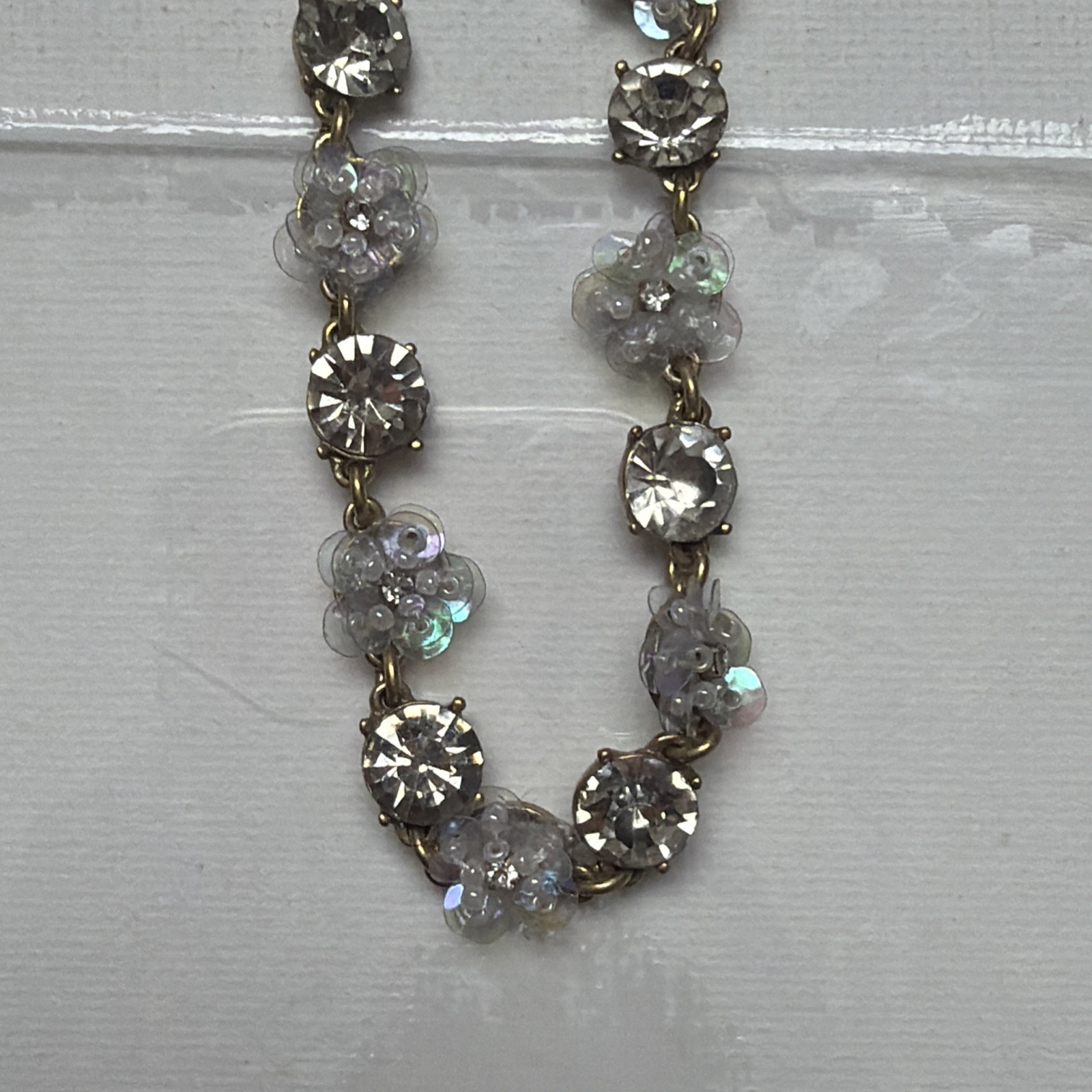 Ann Taylor Clear Colorless”Stones” And Gold Tone Statement Necklace*