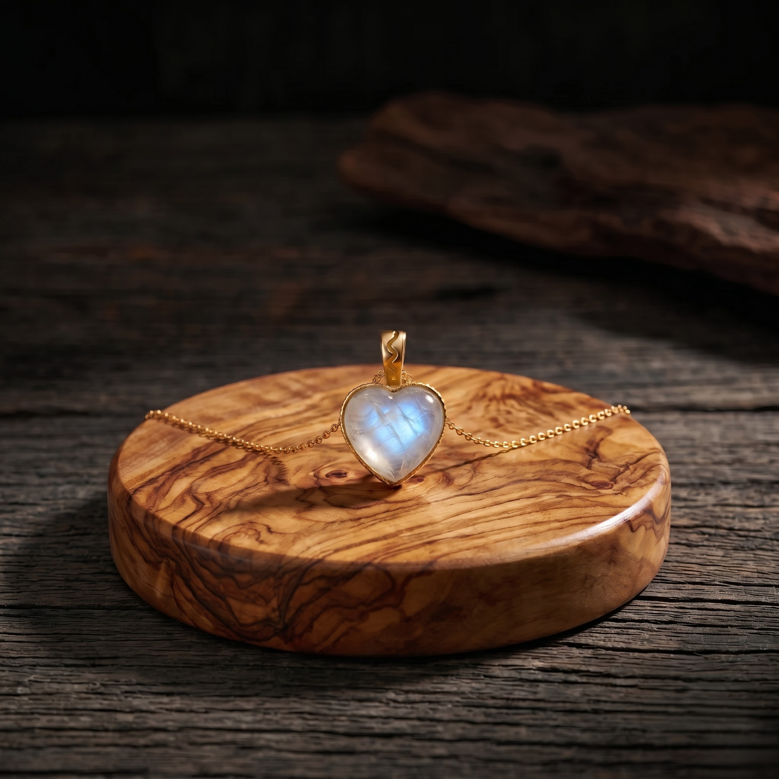 Gold Plated Rainbow Moonstone Gemstone Handmade Womens Heart Jewelry Pendant