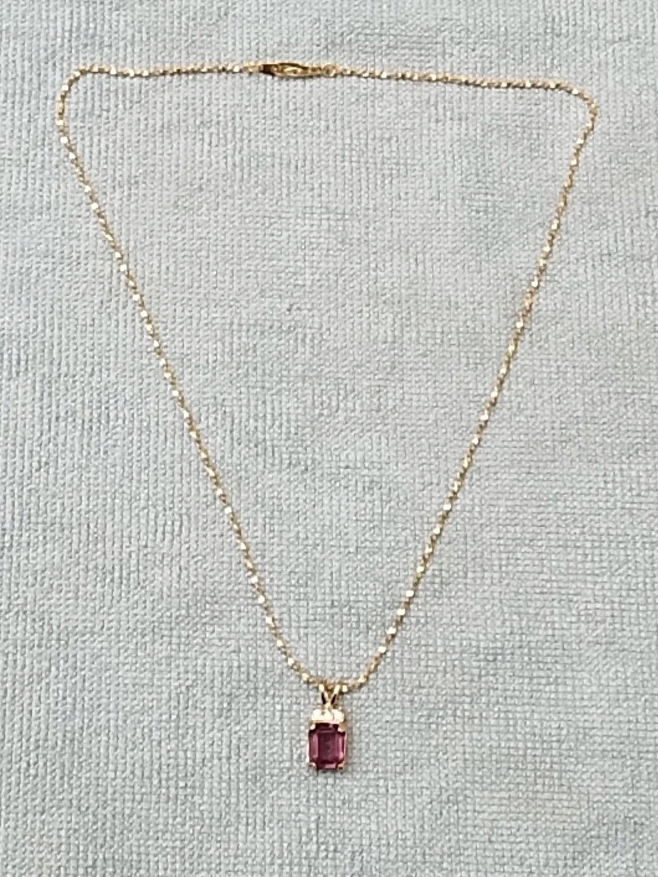Custom Ladies Necklace With Purple And Colorless Stones Pendant