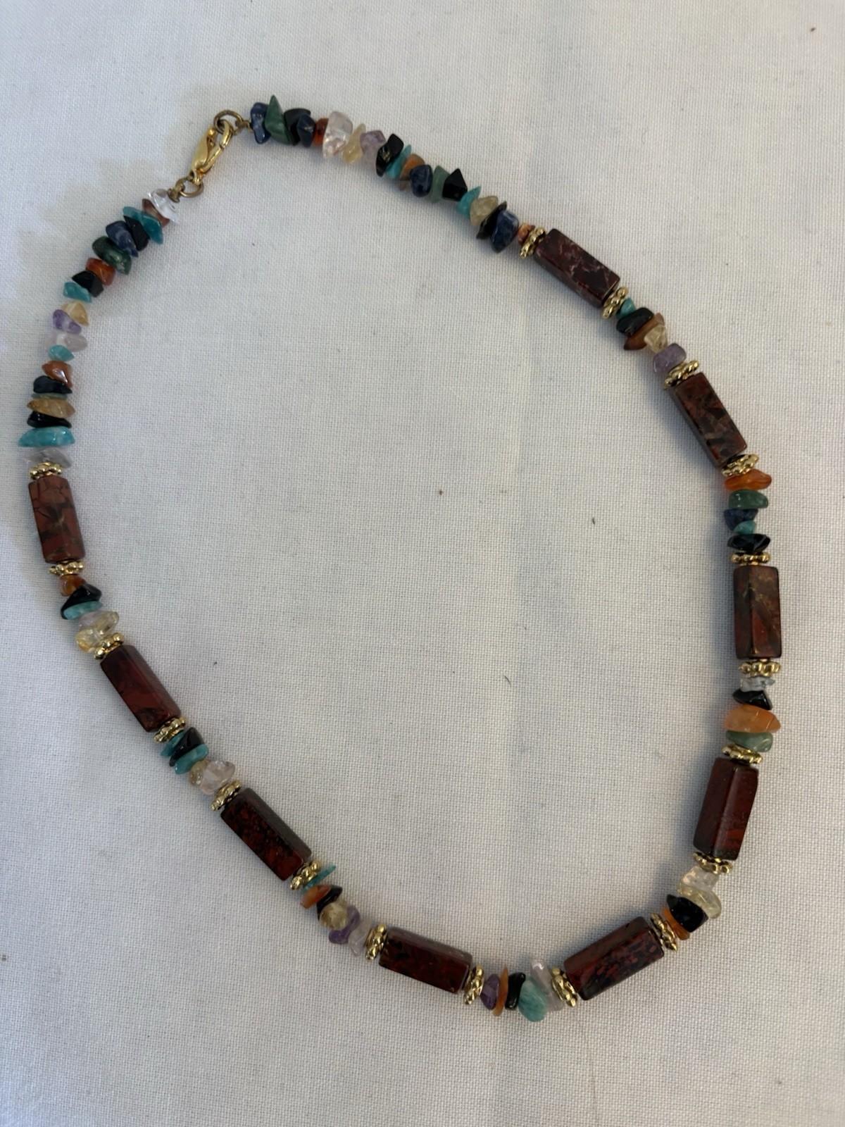Vintage Earth Tone Variety Of Stones Beaded Necklace Choker Excellent