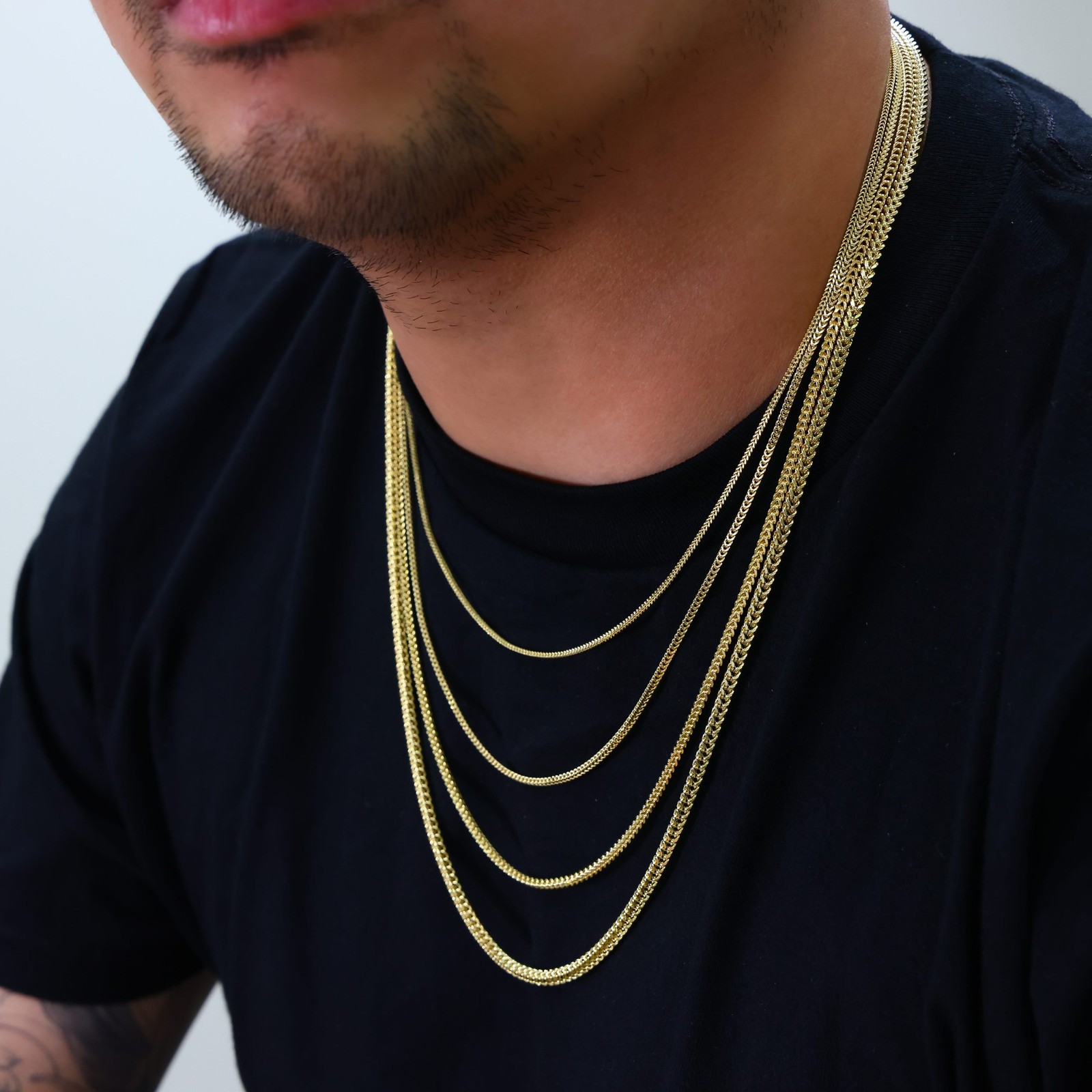 14K Yellow Gold 1.5mm-5mm Franco Square Box Chain Necklace Mens Womens 16″- 30″