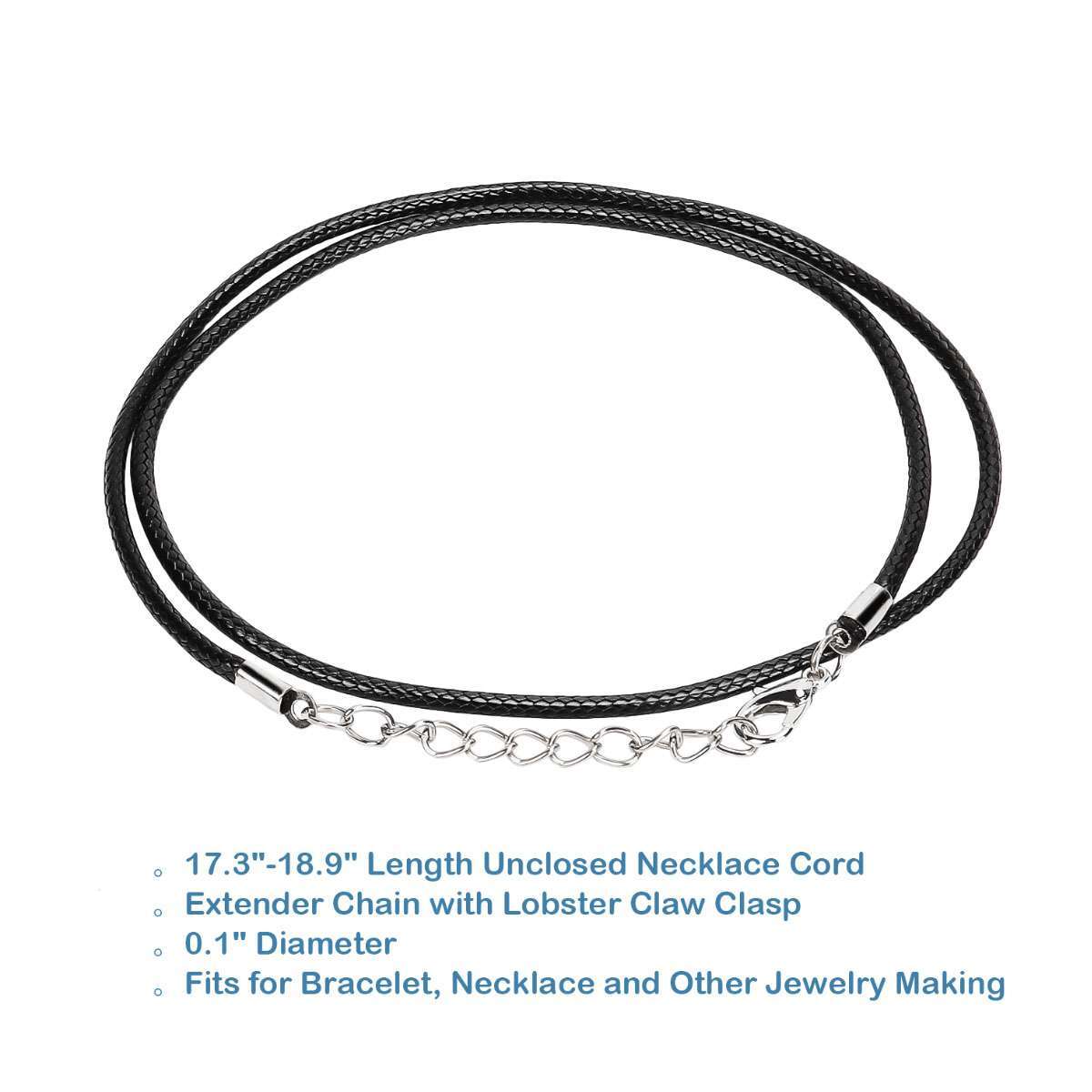 10-50PCS Black Waxed Necklace Cord for Jewelry Making Braided Leather Rope Chain