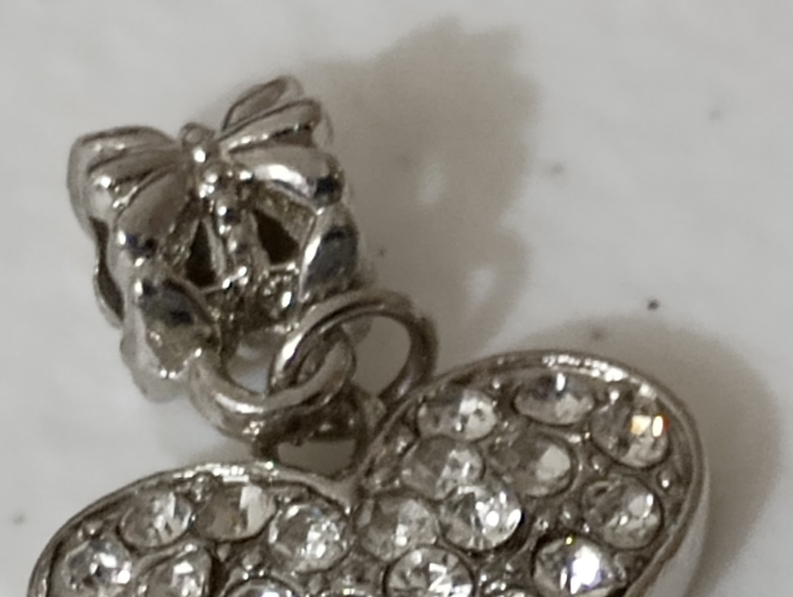 Flawless Silver Tone Crystal Encrusted Charm Heart Slide Charm Pendant ~1in CP01