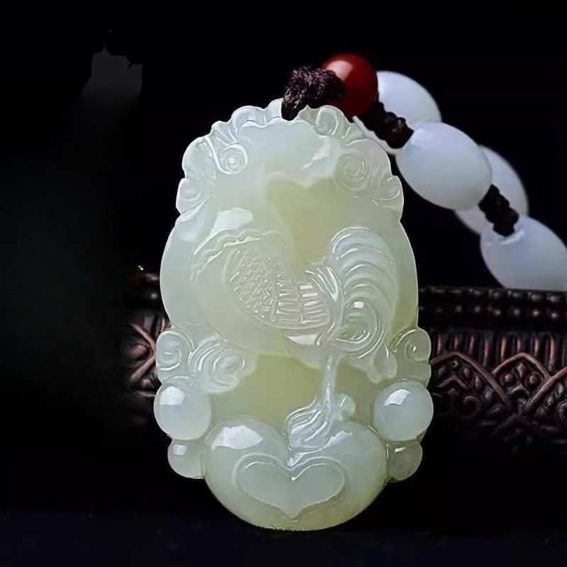 33MM Twelve Zodiac Signs Hotan Jade Natural Jade Pendant Necklace Pendant