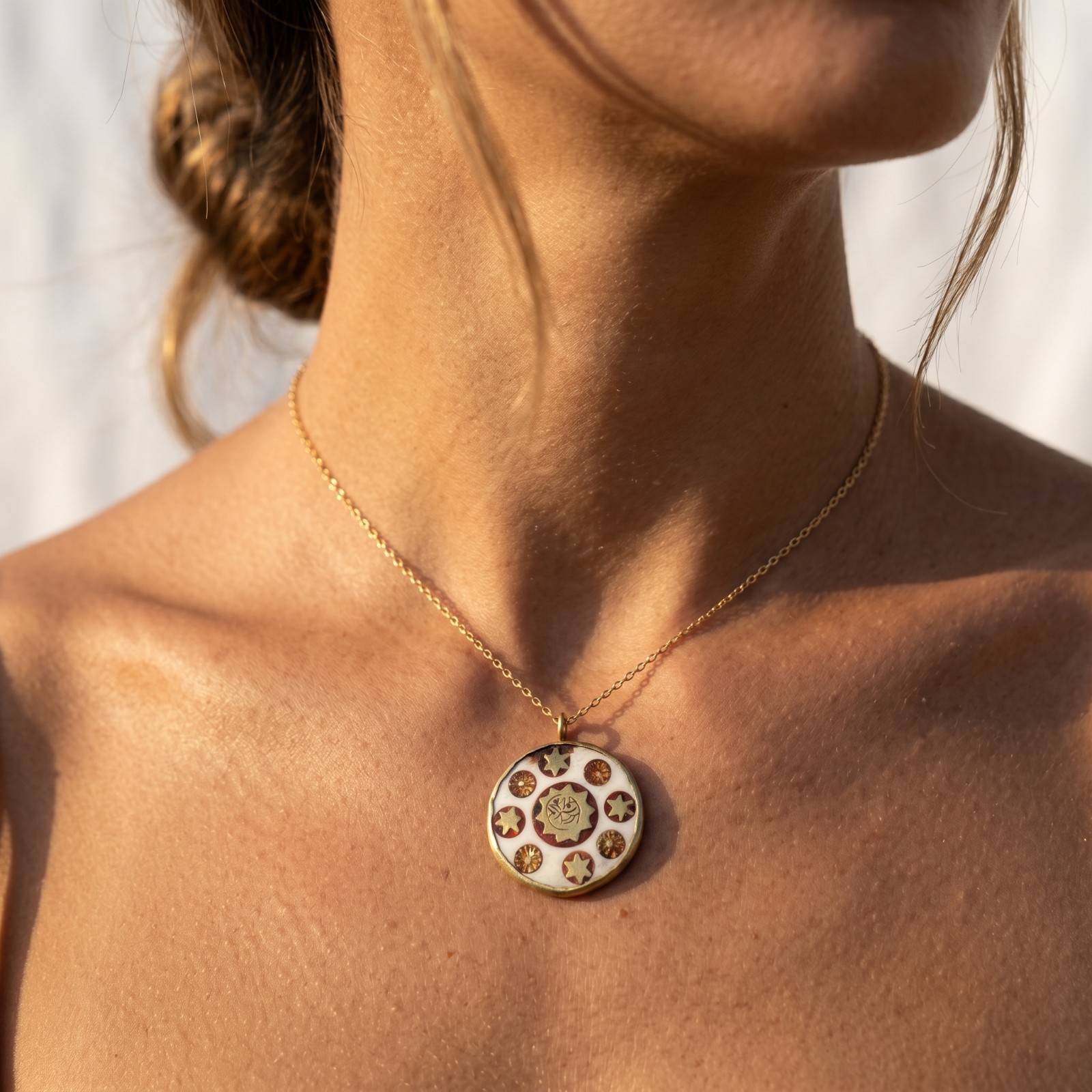 P3252 TIBET Half Moon Sun Star FASHION handmade Pendant NEPAL