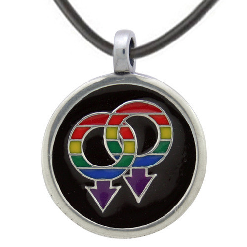 Pride Shack – Rounded Rainbow Male Symbol Mens Gay Pride Pendant Necklace GLBT