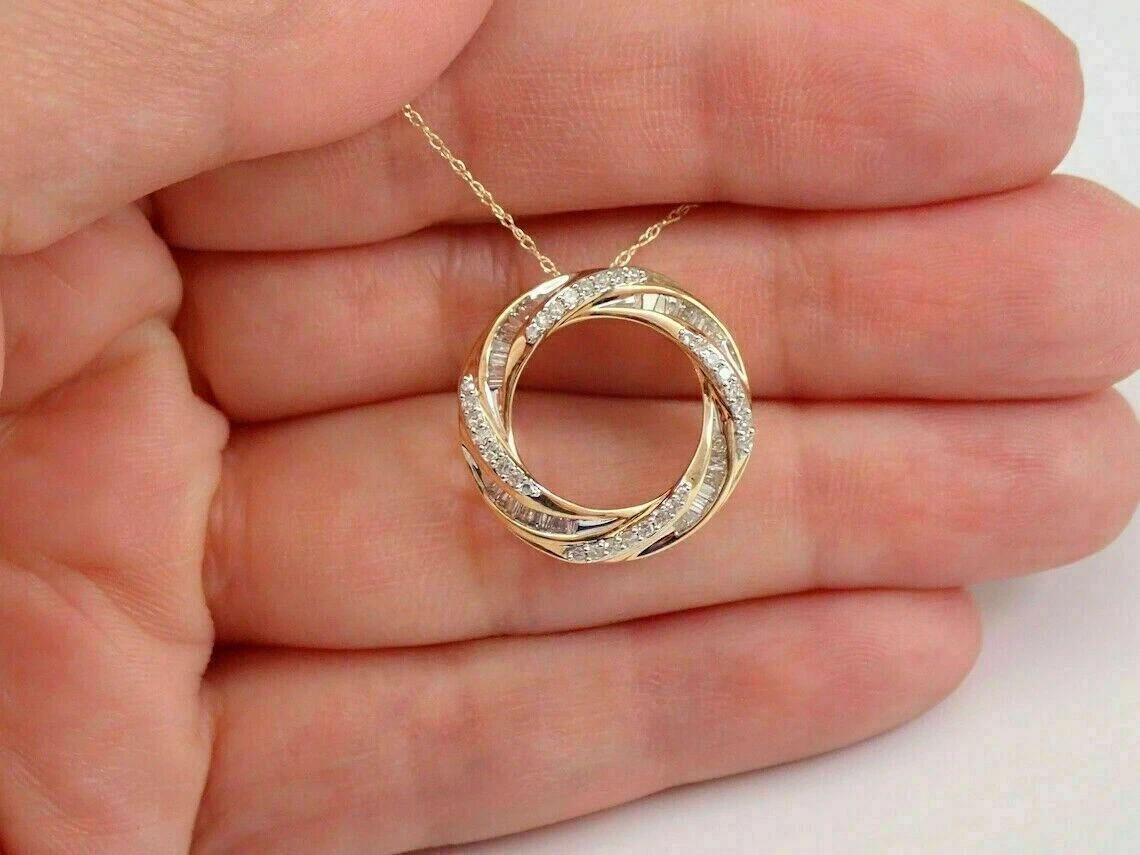 1.00Ct Round Cut Simulated Diamond Pendant with Chain 14K Yellow Gold Plated