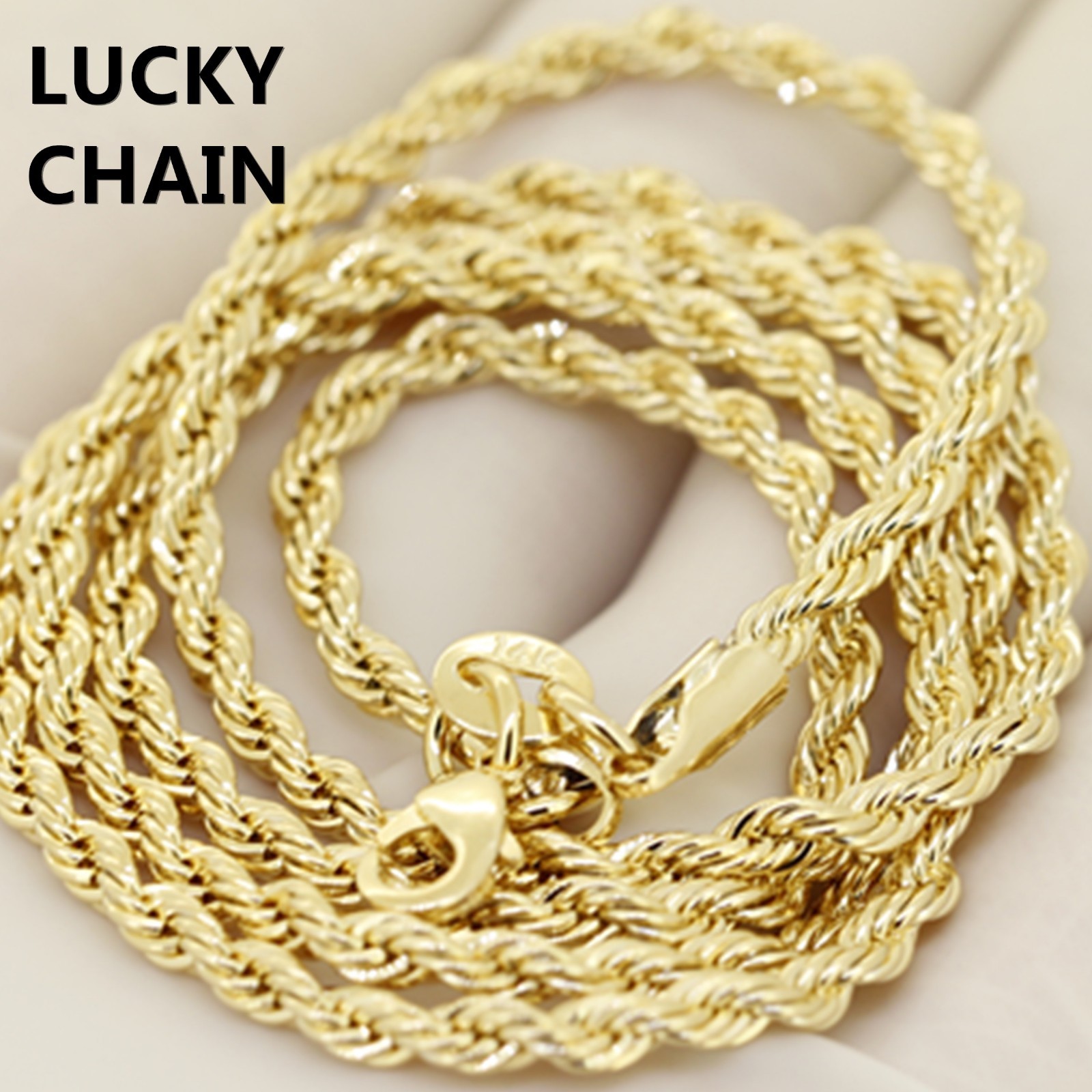 16”18”20”22”24”14K GOLD FILLED ROPE CHAIN NECKLACE 2.5mm 12g-16g