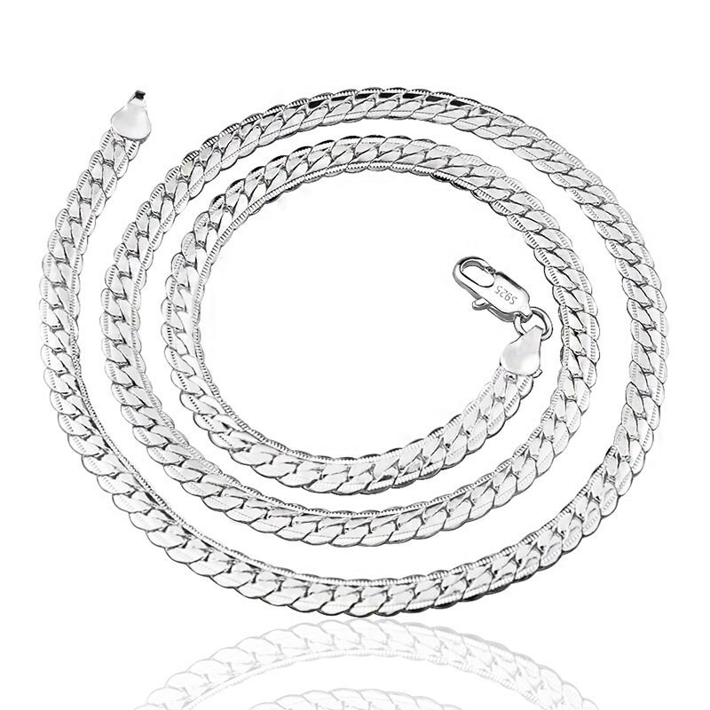 925 Sterling Silver Plated Chain Necklace Jewelry for Women Men*