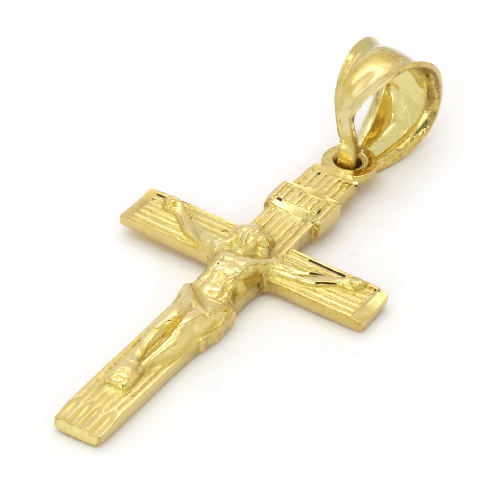 Mens 18k Gold Plated JESUS CROSS Hip-Hop Pendant 6mm Cuban Chain Necklace (S-4)