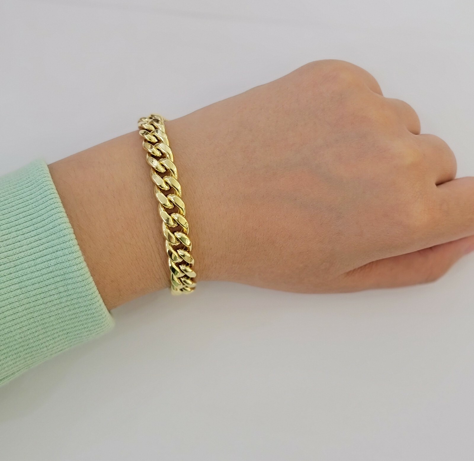 Real 10k Gold Bracelet 8″ Miami Cuban Link 6mm-13mm 10kt Yellow Gold ,Men Women
