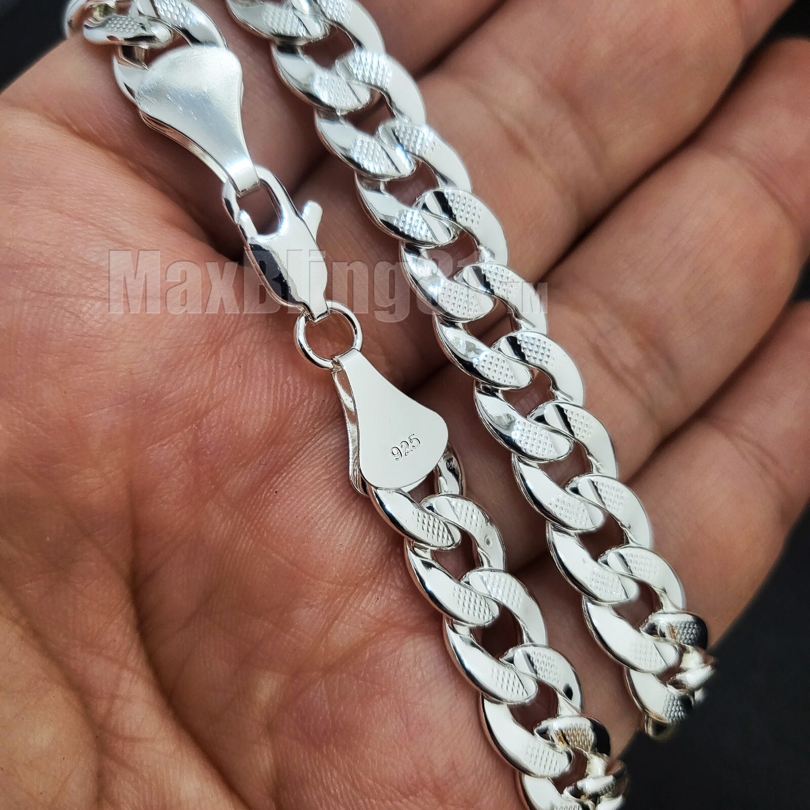 925 Sterling Silver plated 10mm 20″ 24″ 30″ Miami Cuban Hip Hop Chain Necklace