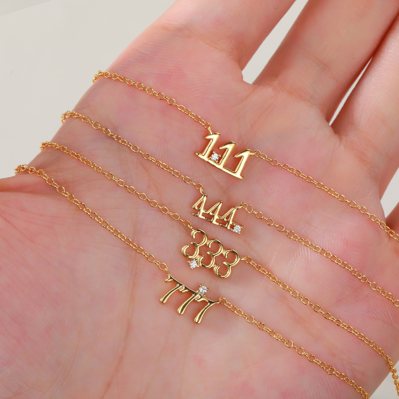 Gold Zircon Necklaces Number Design Collarbone Necklace Clavicle Chain