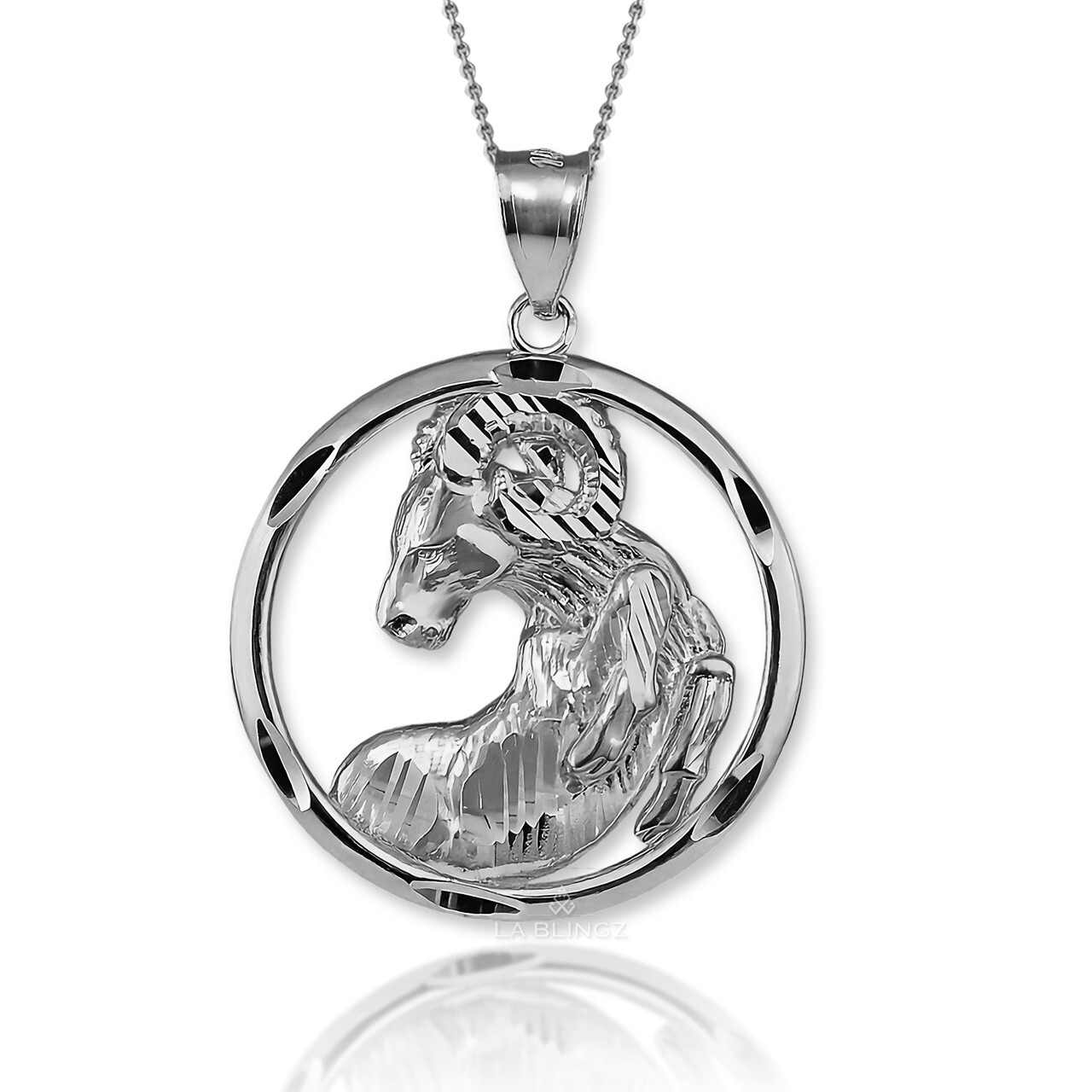 Sterling Silver Zodiac Round DC Pendant Necklace | 12 Horoscope Signs Available