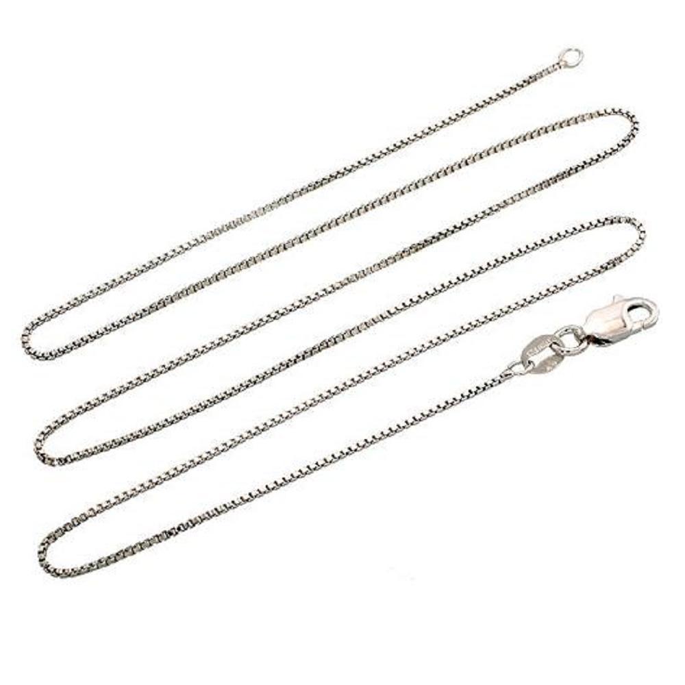 Sterling Silver 0.8 mm Thin Rhodium Finish Box Chain Necklace, Made in Italy