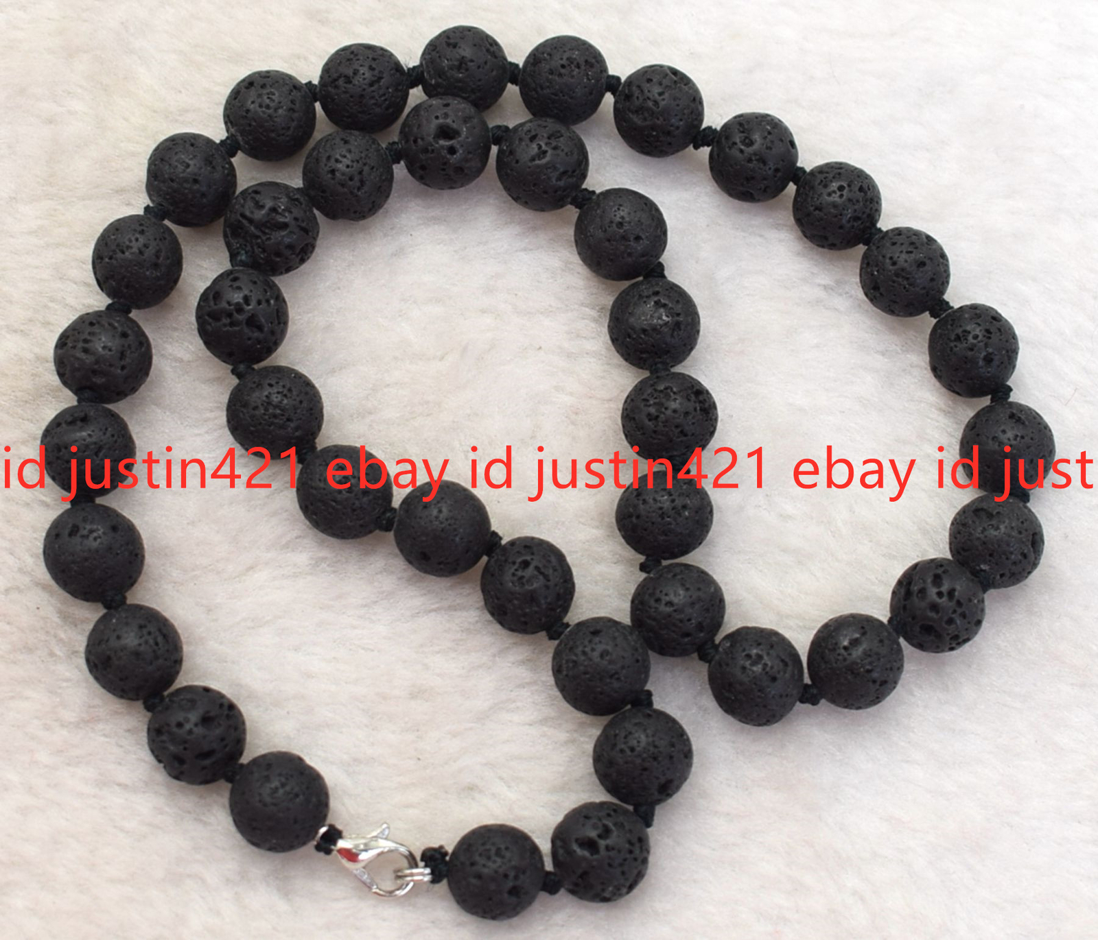 6/8/10mm Natural Black Lava Rock Stone Round Beads Gemstone Necklace 18″