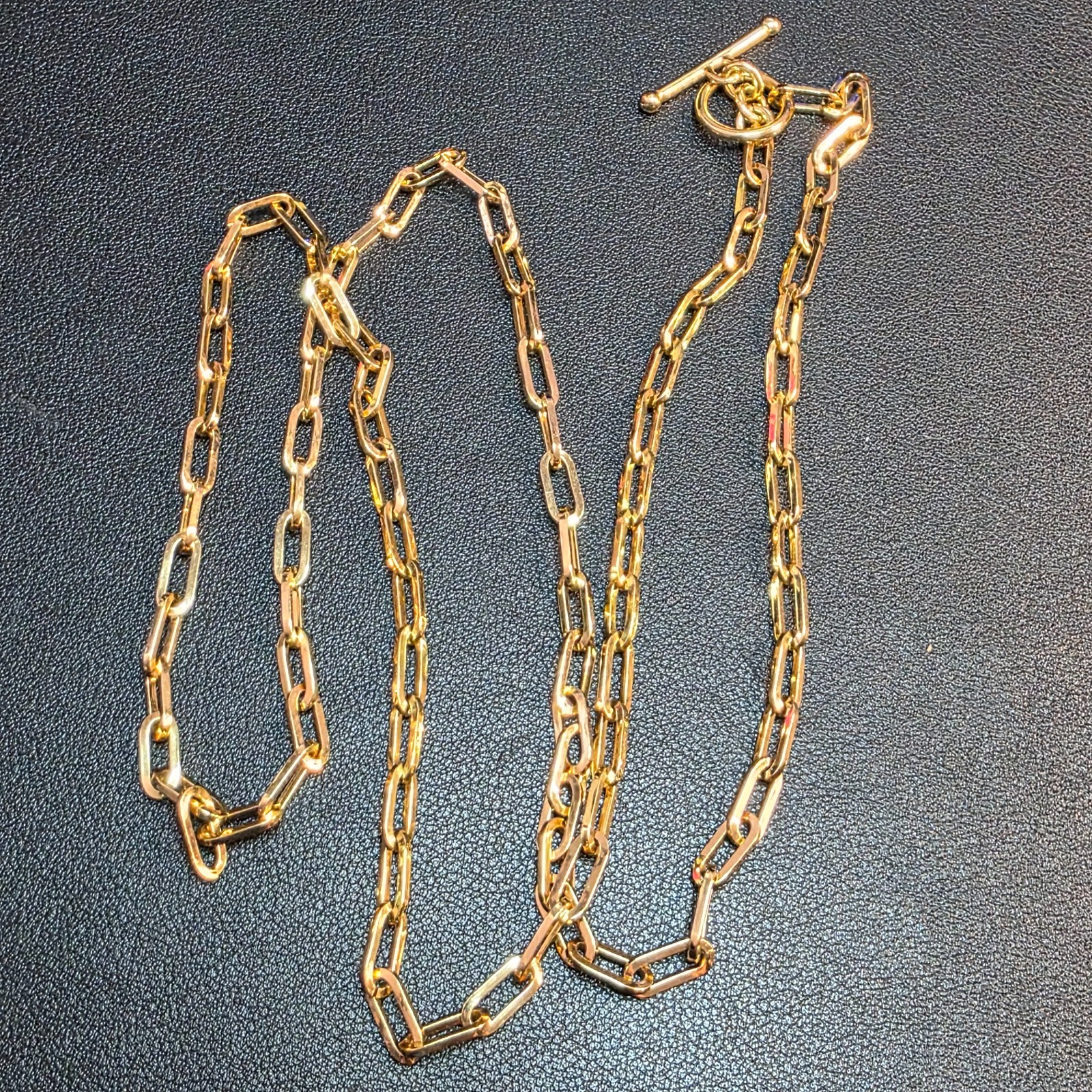 Paperclip Layering Necklace Gold Plated Chain Oval Elongated Link 18″-20″