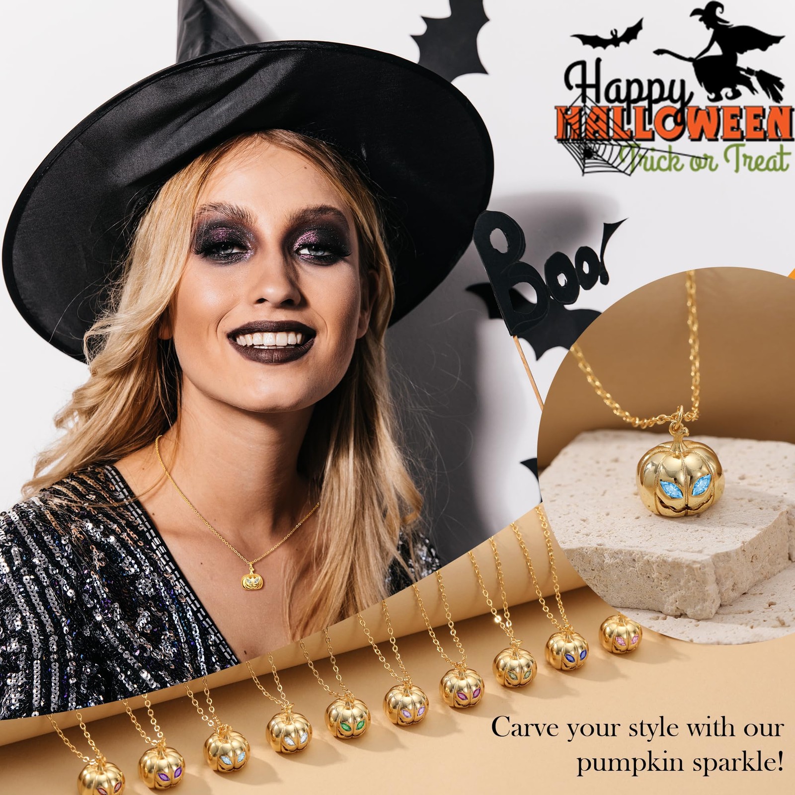 Halloween Gifts for Adults, Halloween Basket Stuffers Pumpkin Necklaces for W…