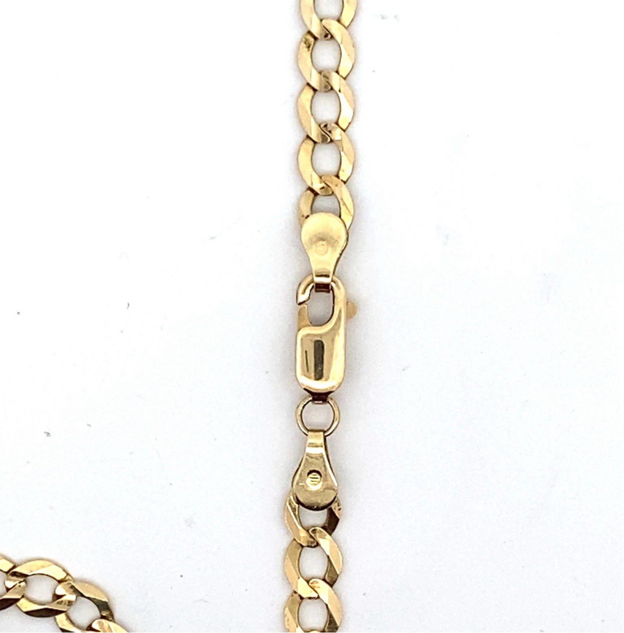 Solid 14K Yellow Gold 7mm Flat Curb Cuban Link Necklace Chain 24″ 15.09G Solid