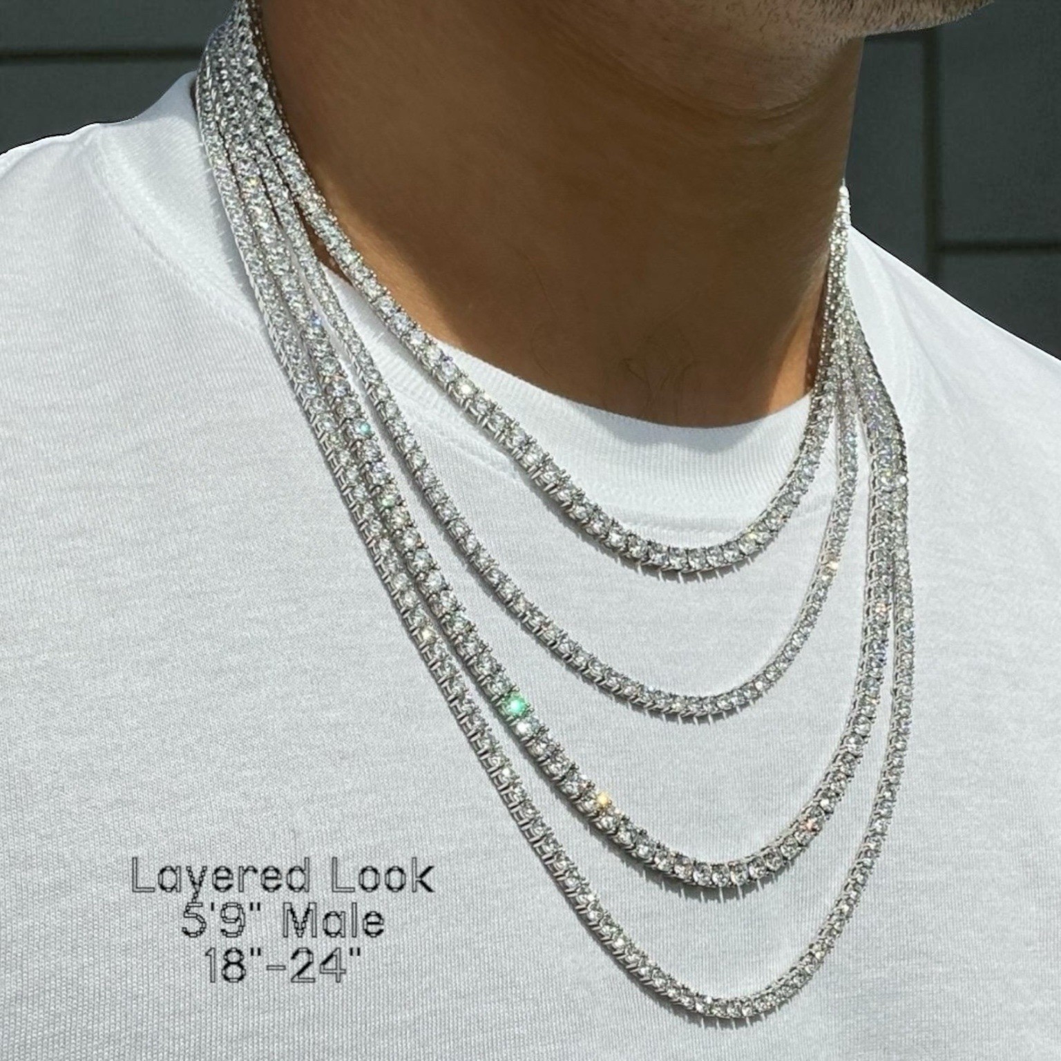 Solid 925 Sterling Silver 3mm-4mm 16”/18”/20” Iced CZ Hip Hop Tennis Necklace