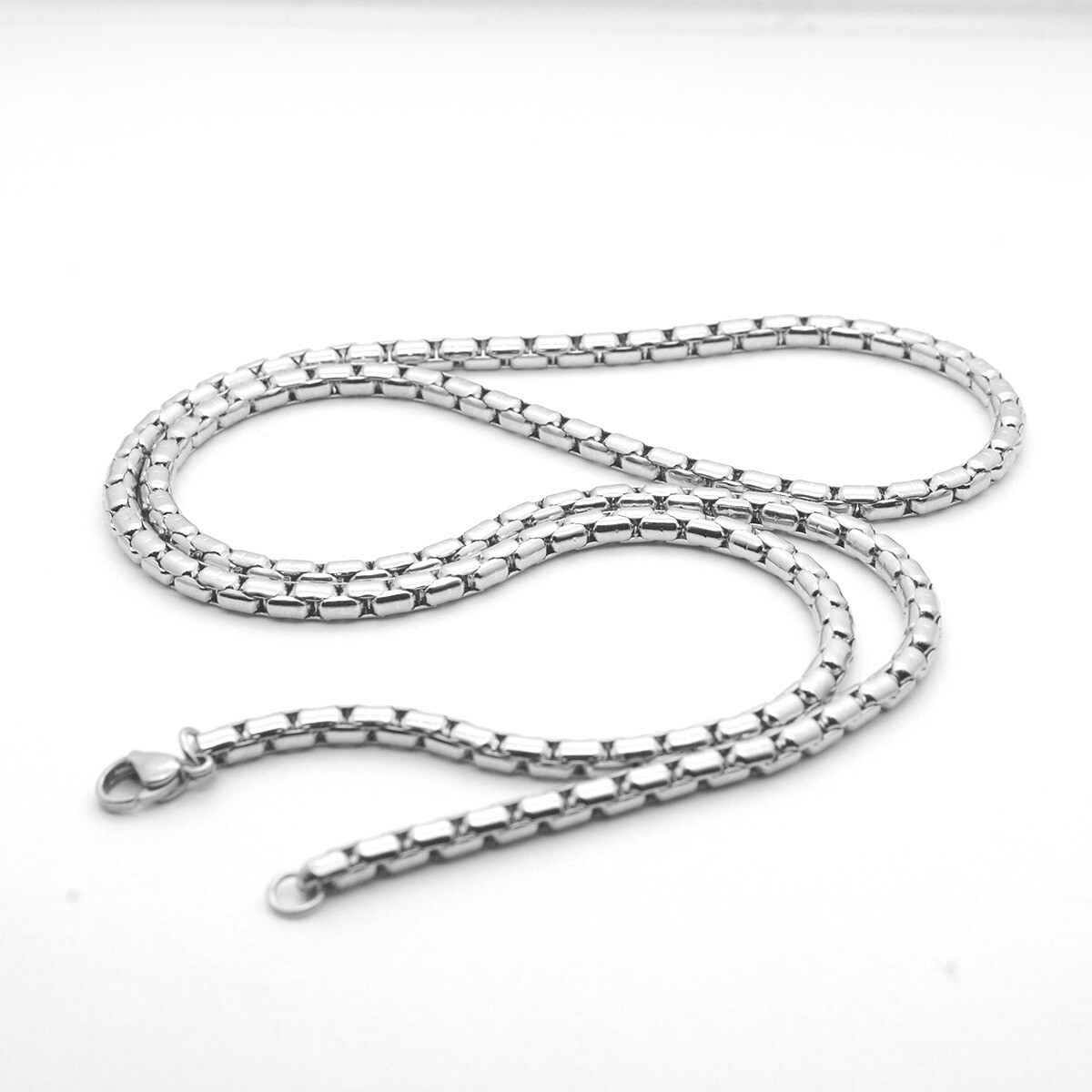 Wholesale New Stainless Steel Square Rolo Box Cylinder Chain Necklace Men Women