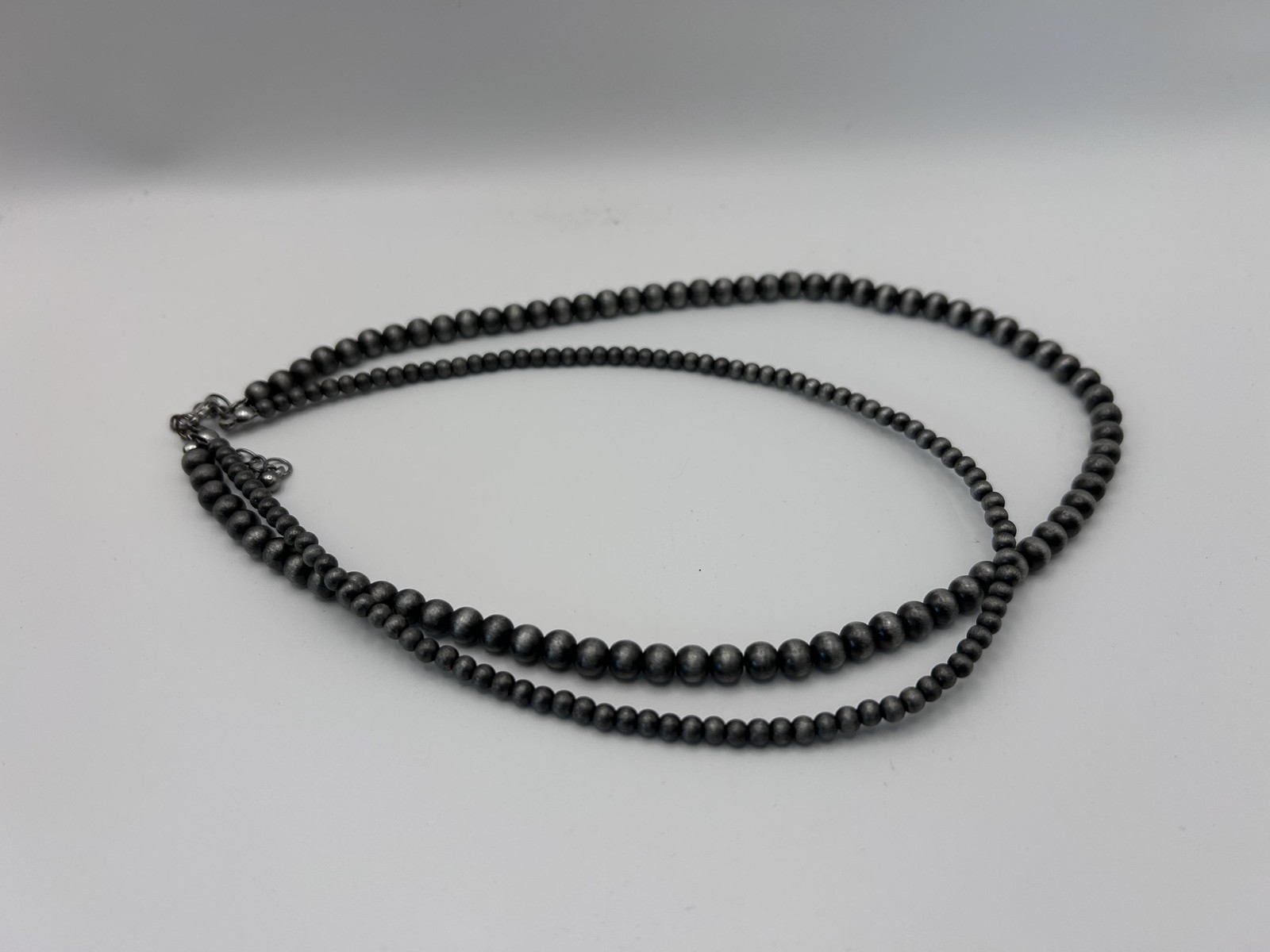 Necklace Gray Beaded Layered Double Strand Lobster Clasp 18 Inch Fashion Womens