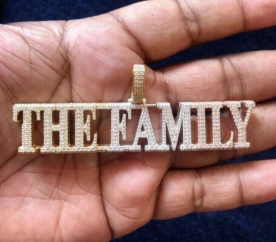 3 Ct Round Cut Lab Created Diamond ‘THE FAMILY’ Pendant 14K Gold Plated