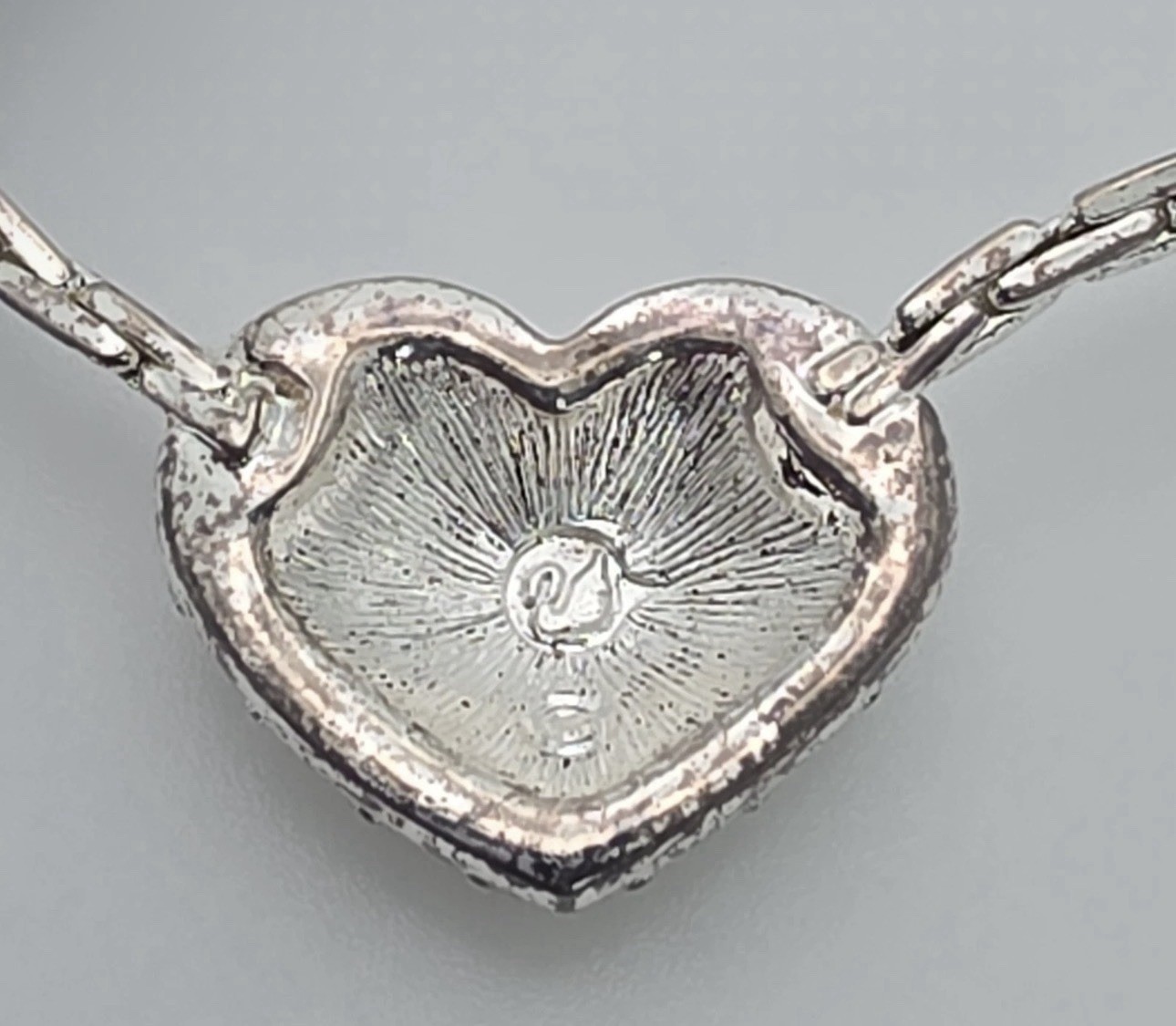 Swarovski Crystal Signed Pave Heart Silver Tone Clear Necklace 16 Inch