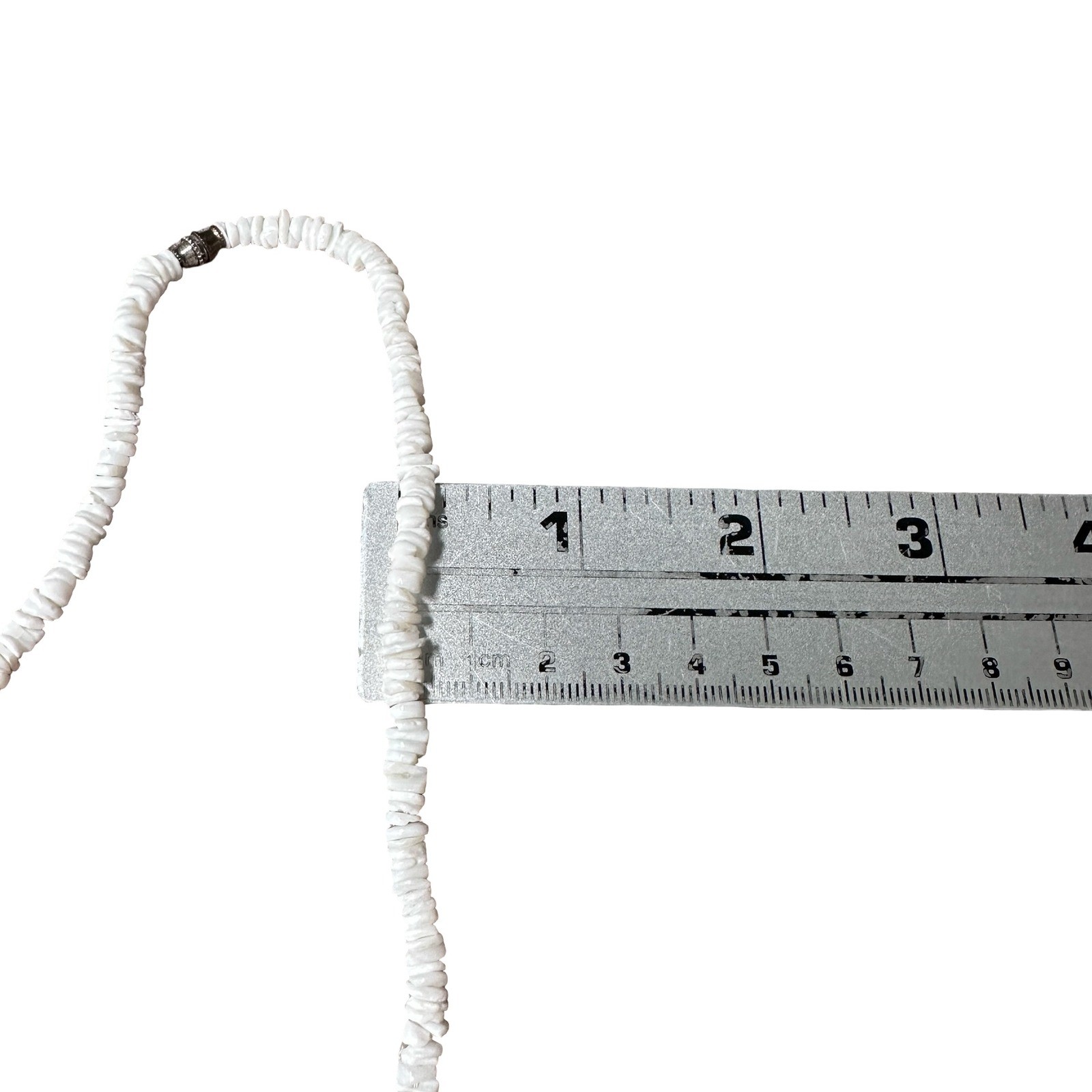 Vintage Purple Shell Crescent Moon Pendant Necklace White Heishi Bead Boho 18in