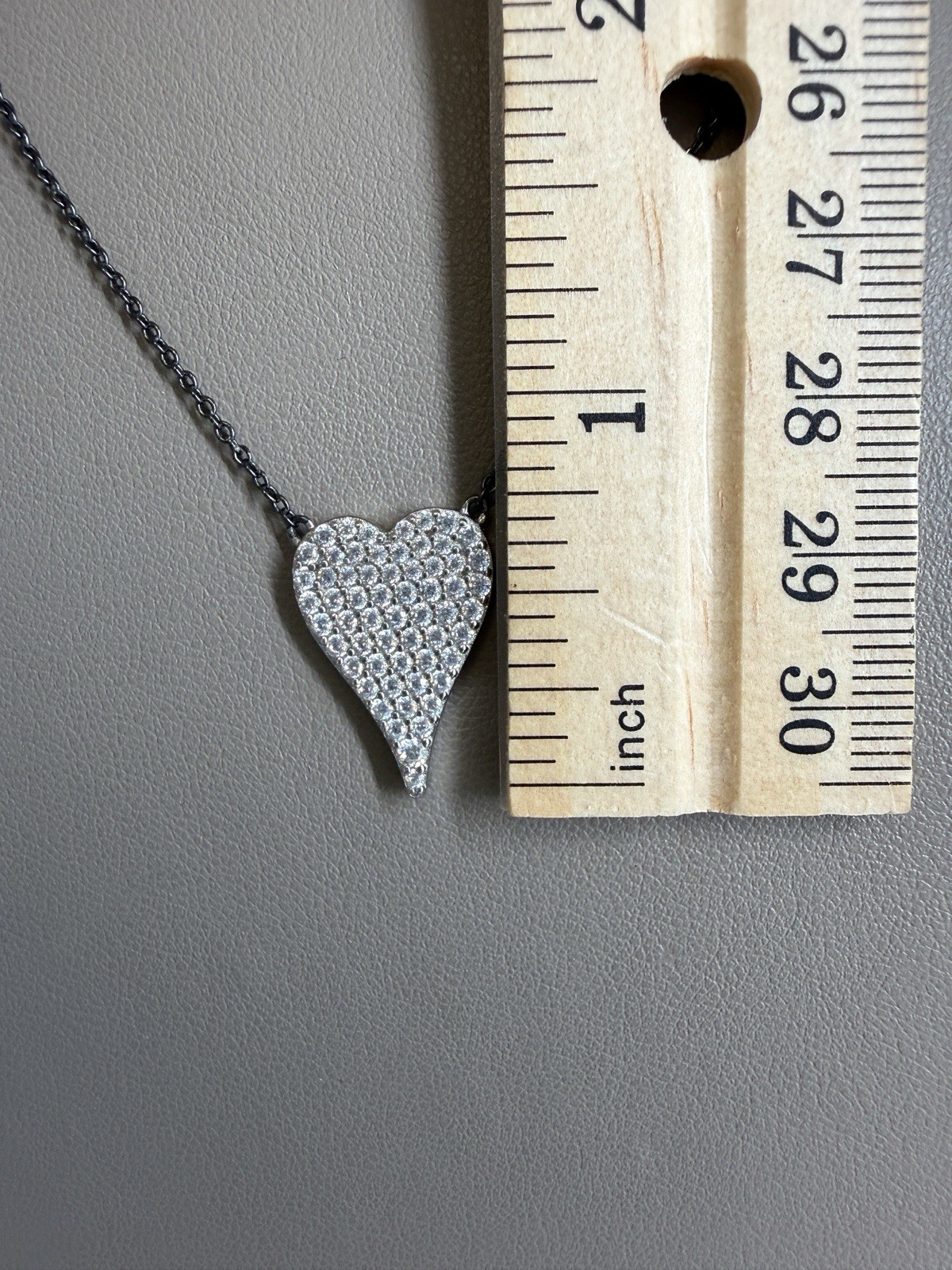 Diamonique Jennifer Miller Mini Heart Necklace 925 Pavé CZ 16-20″ Chain RETIRED