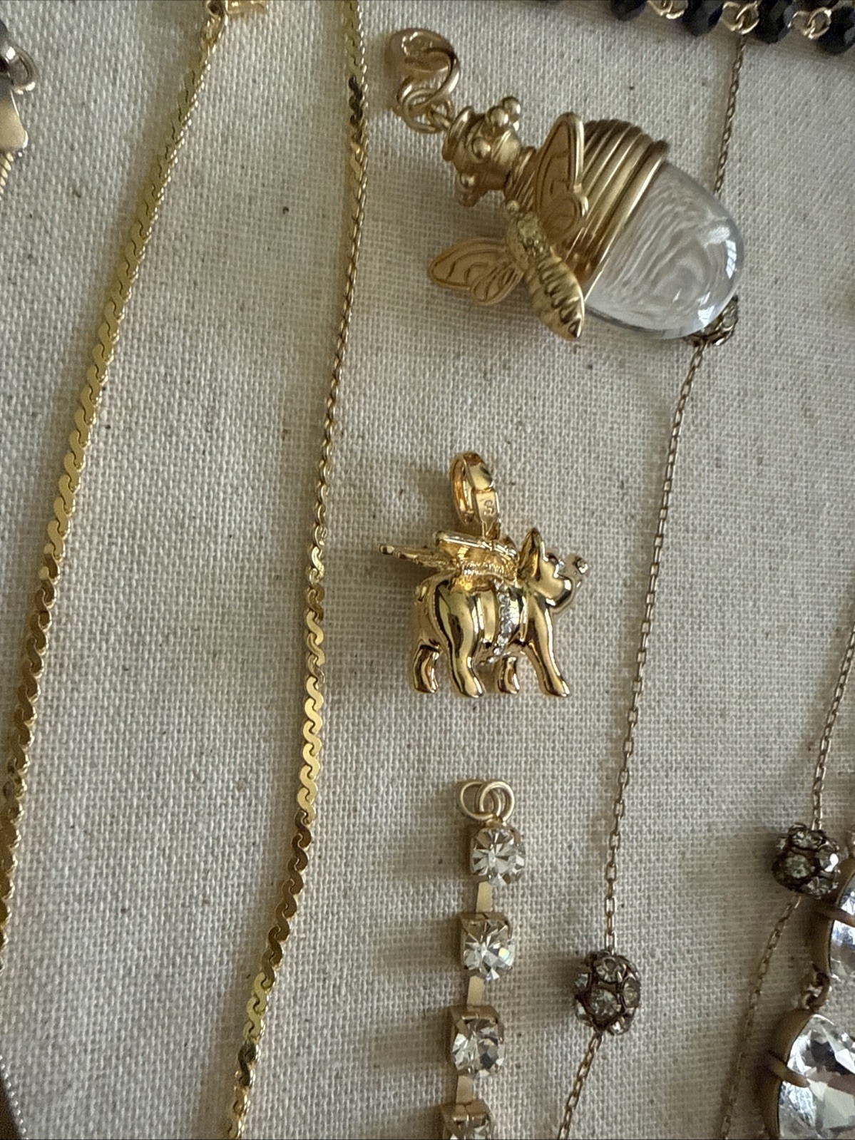 Jewelry Lot Gold Tone Sparkle Faux Pearl Gold Tone Chain Fashion Necklace Mixed