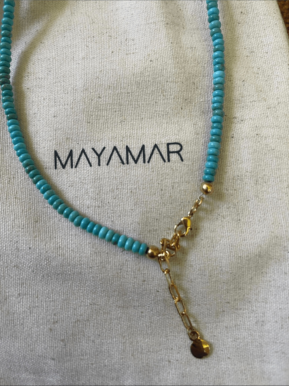 X – Initial Turquoise Beaded Necklace by Mayamar