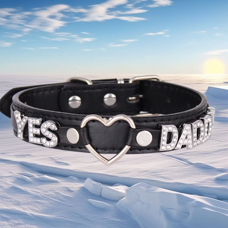 SEX WIFE Choker DIY BDSM Gift Necklace Heart Custom Collar Chain Metal Leash S4