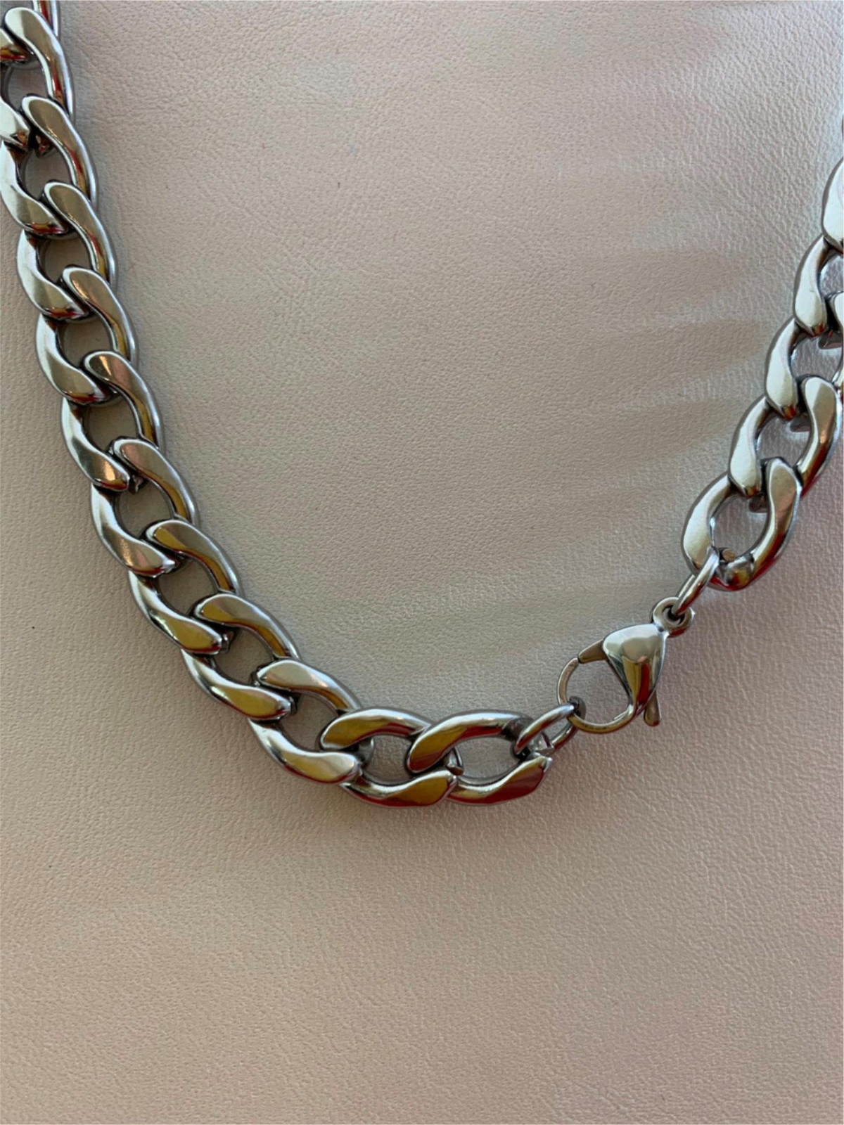 16″-30 “STAINLESS STEEL CUBAN CURB SILVER CHAIN MEN NECKLACE 3/4/5/7/9/10/12 MM