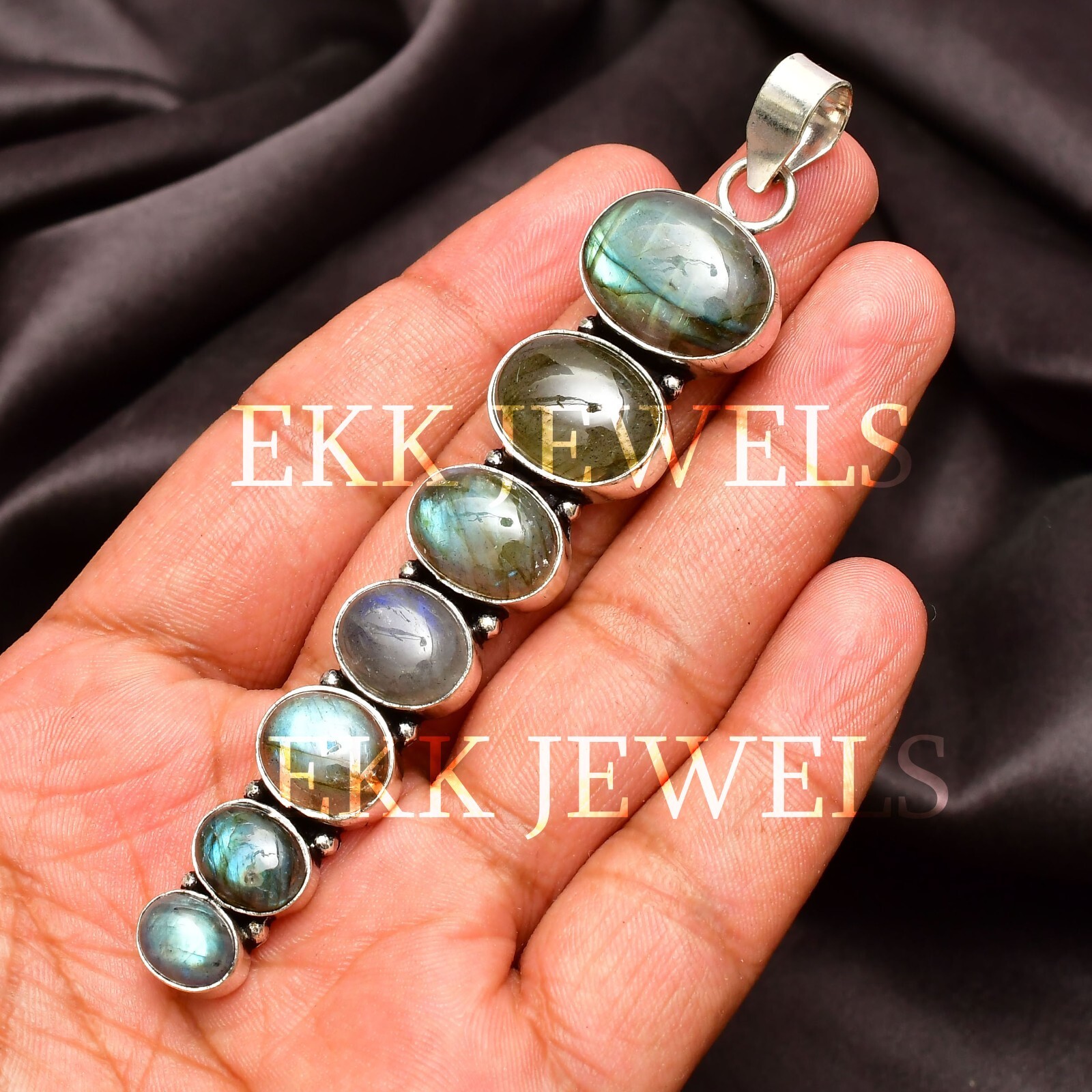 Natural Labradorite Gemstone 925 Sterling Silver Handmade Jewelry Pendant 2.80″