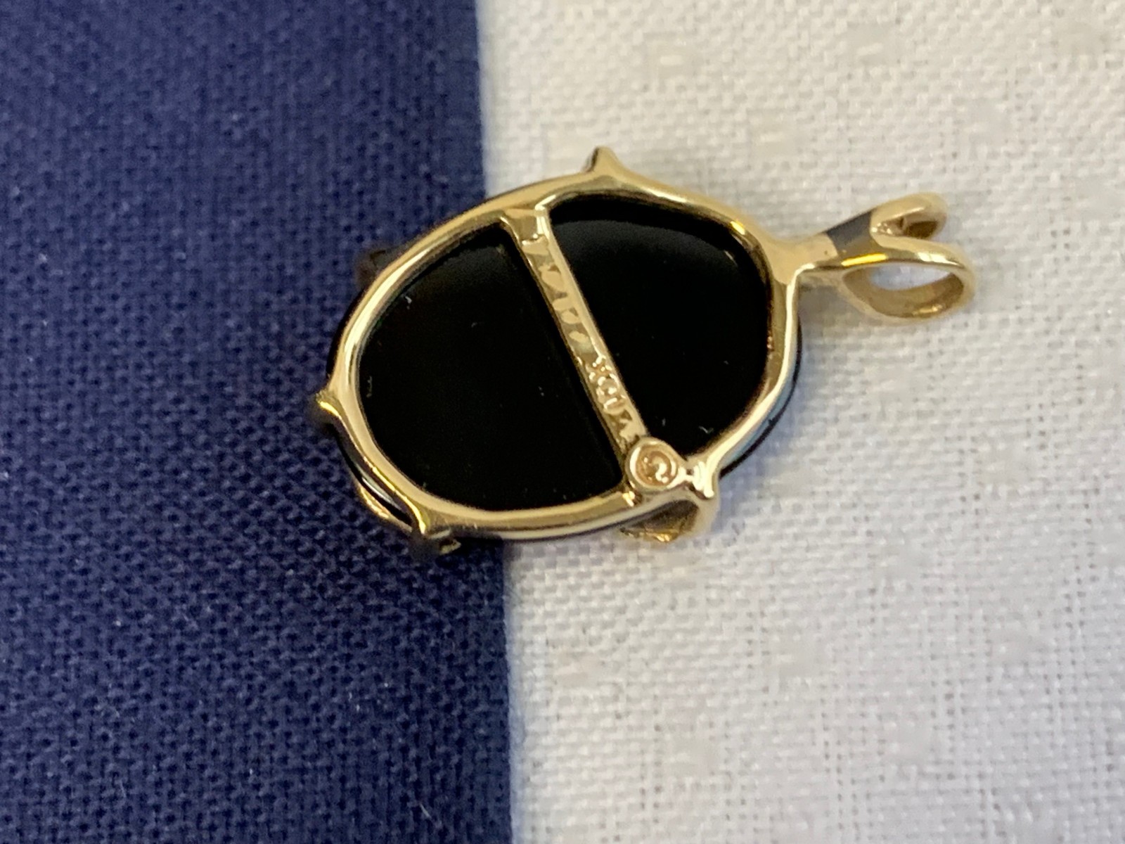 10K Yellow Gold Angel Pendant 1.67g Fine Jewelry Onyx Look Charm *READ*