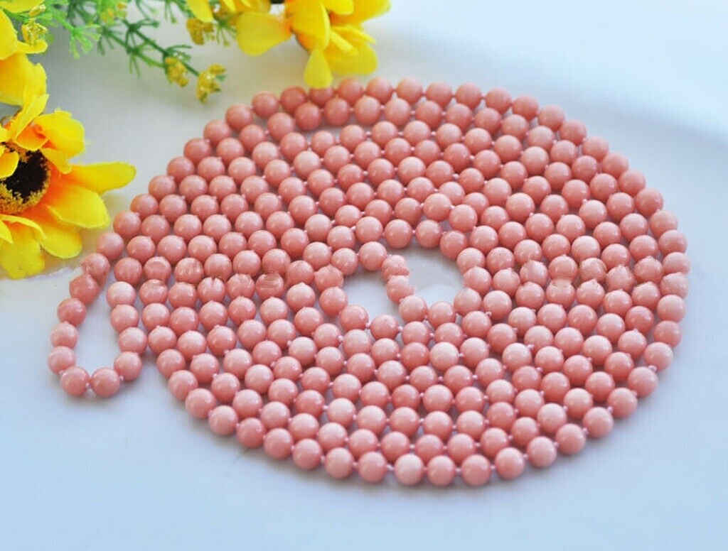 Long 16-100” 8mm Natural Pink Rhodochrosite Round Gems Beads Jewelry Necklace