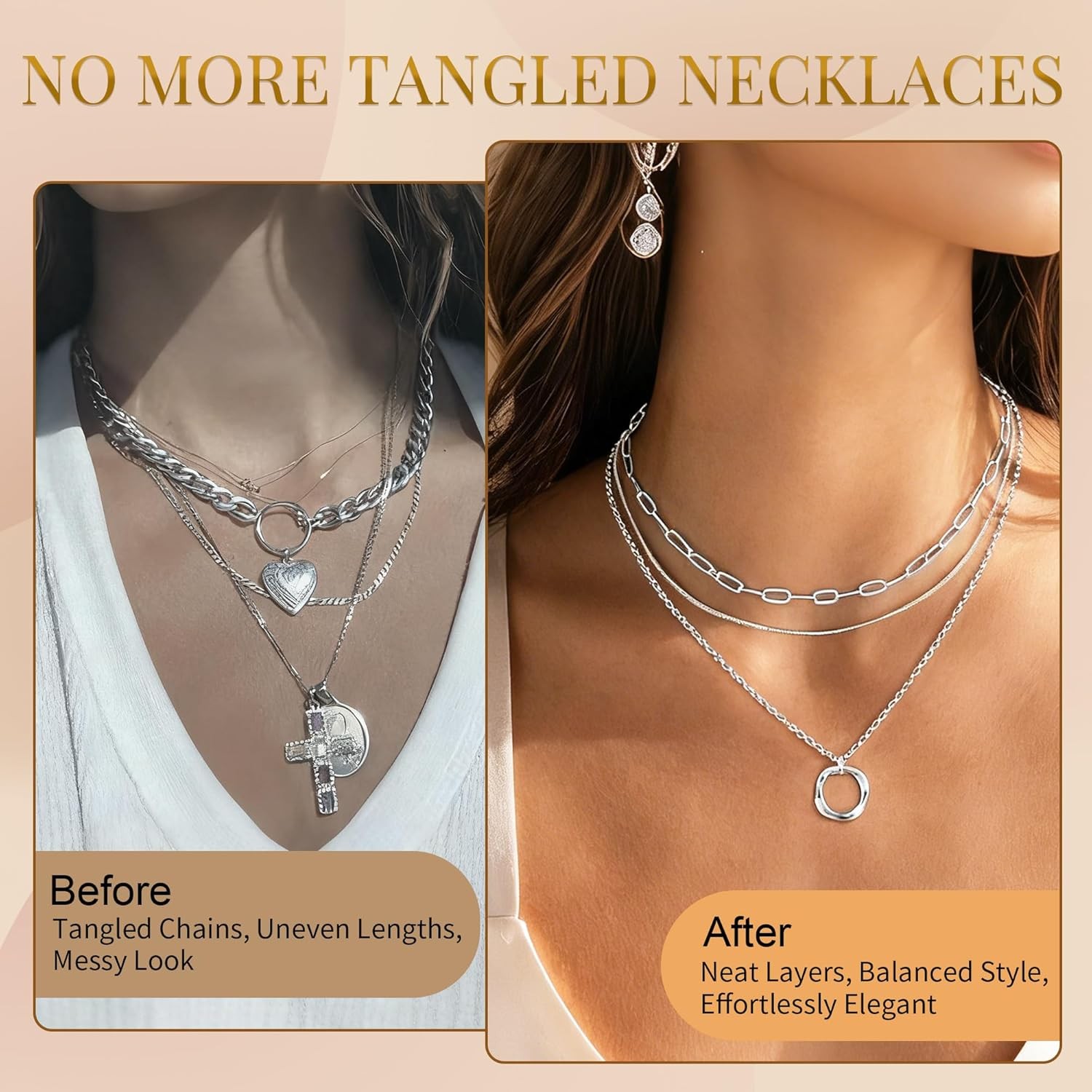 Silver Plated Necklace Extender Magnetic Separator Clasp Layering Necklace