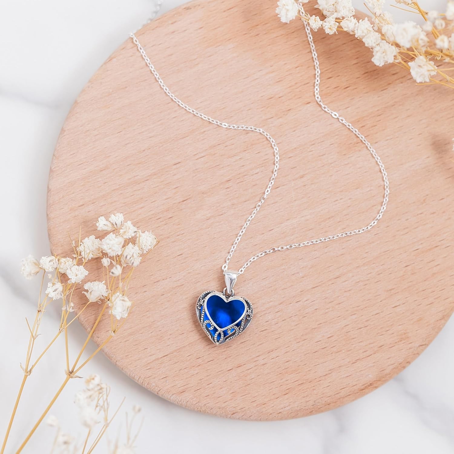 Homespun Hearts Necklace: Handmade Recycled Glass Pendant in Sterling Silver