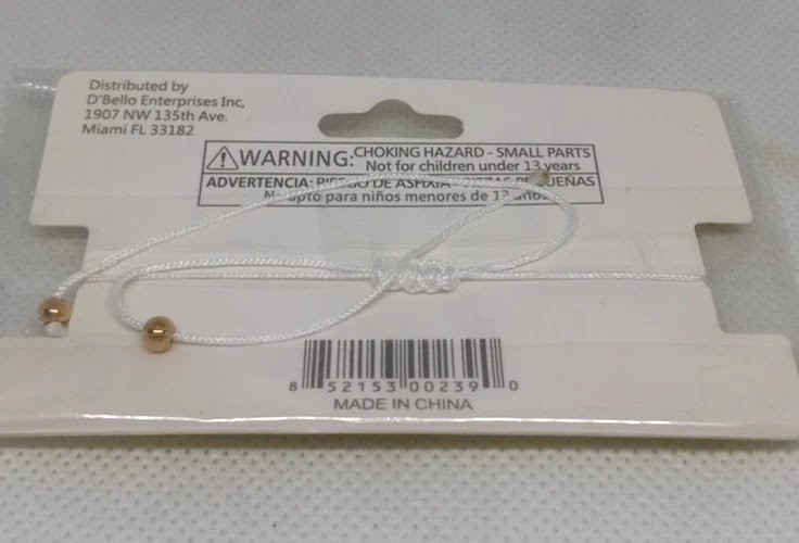 Diamond Hearted White/Gold Beaded String Bracelet