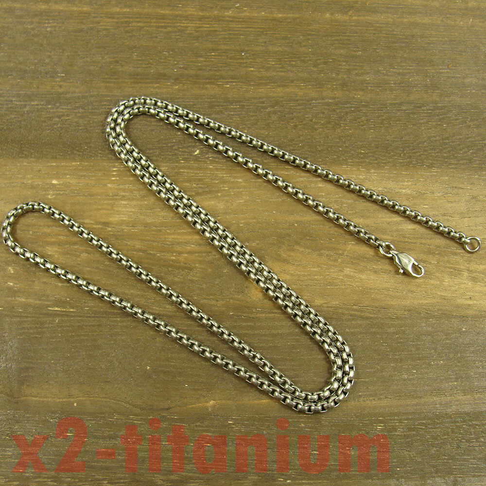 Titanium Ti 3mm Rolo box chain Clavicle necklace anti allergy XH283A