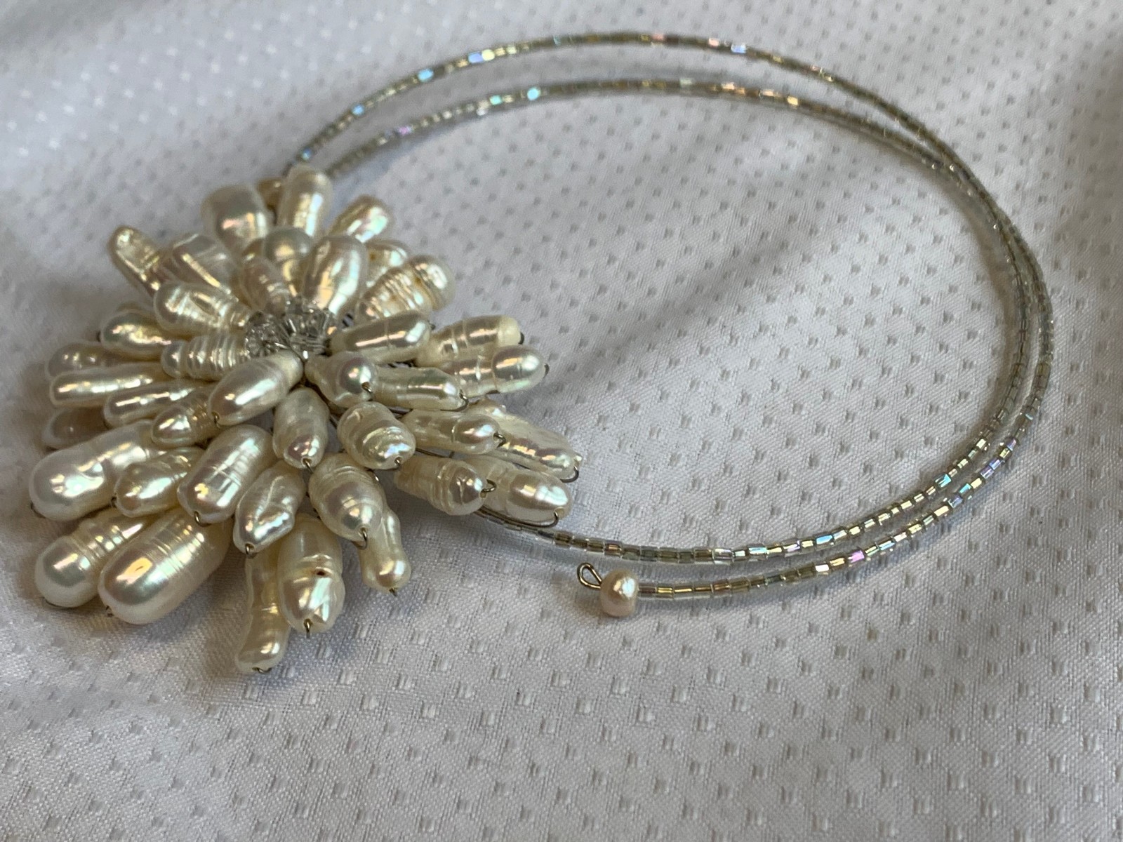 Pearl Cluster Choker 20″ Costume Jewelry Fresh Water Beaded Chain Necklace