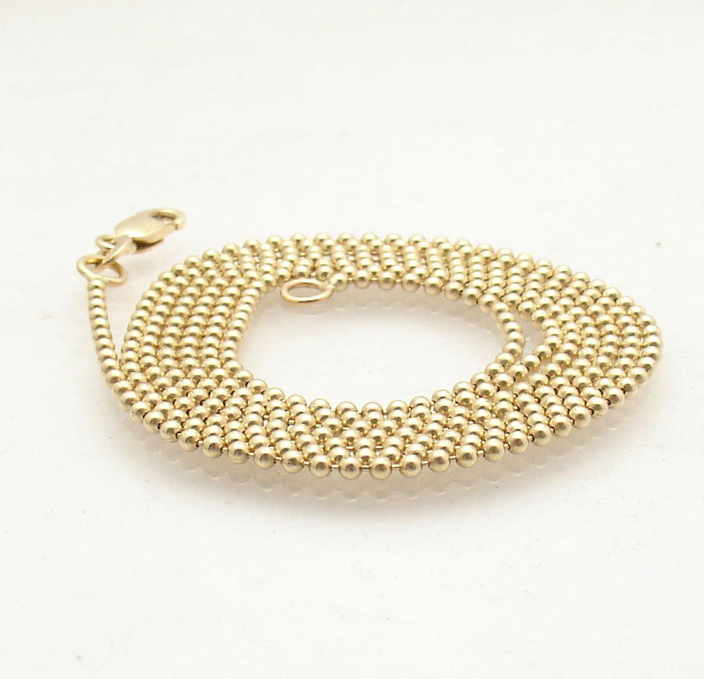 1.5mm All Shiny Round Bead Ball Chain Necklace REAL Solid 10K Yellow Gold