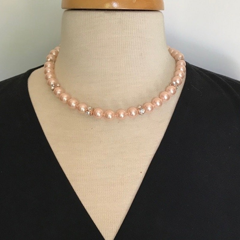 Kate Spade “Lady Marmalade” Blush Faux Pearl Rose Gold Tone Necklace