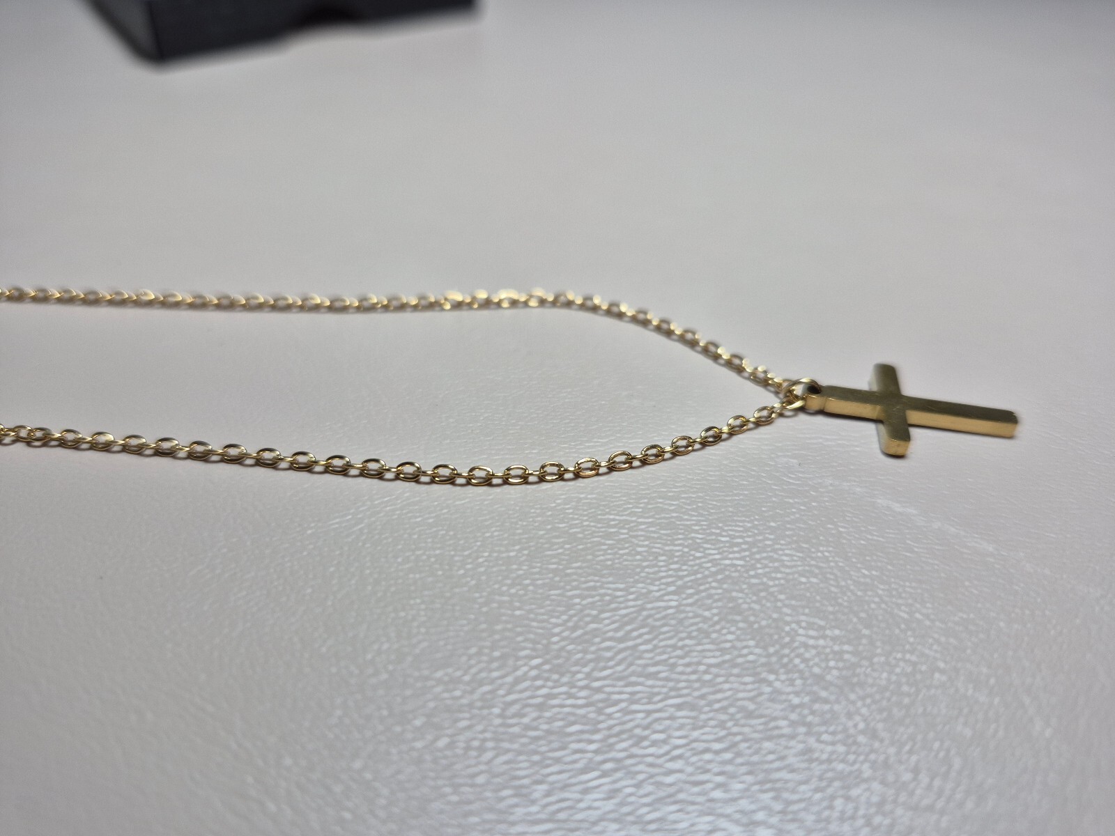 Gold-Tone Layered Cross Pendant Beaded Chain Necklace Set of 2