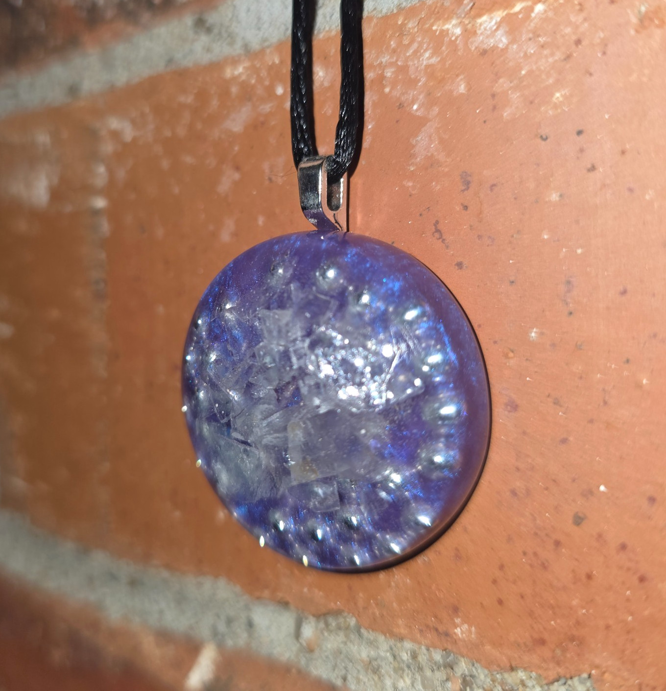 Flourite Orgonite Orgone Energy Pendant Necklace Purple Spiritual Tool Protect