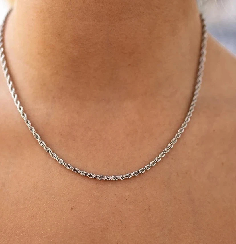 4mm Diamond Cut Solid 925 Sterling Silver Italian Rope Chain Men’s Necklace USA