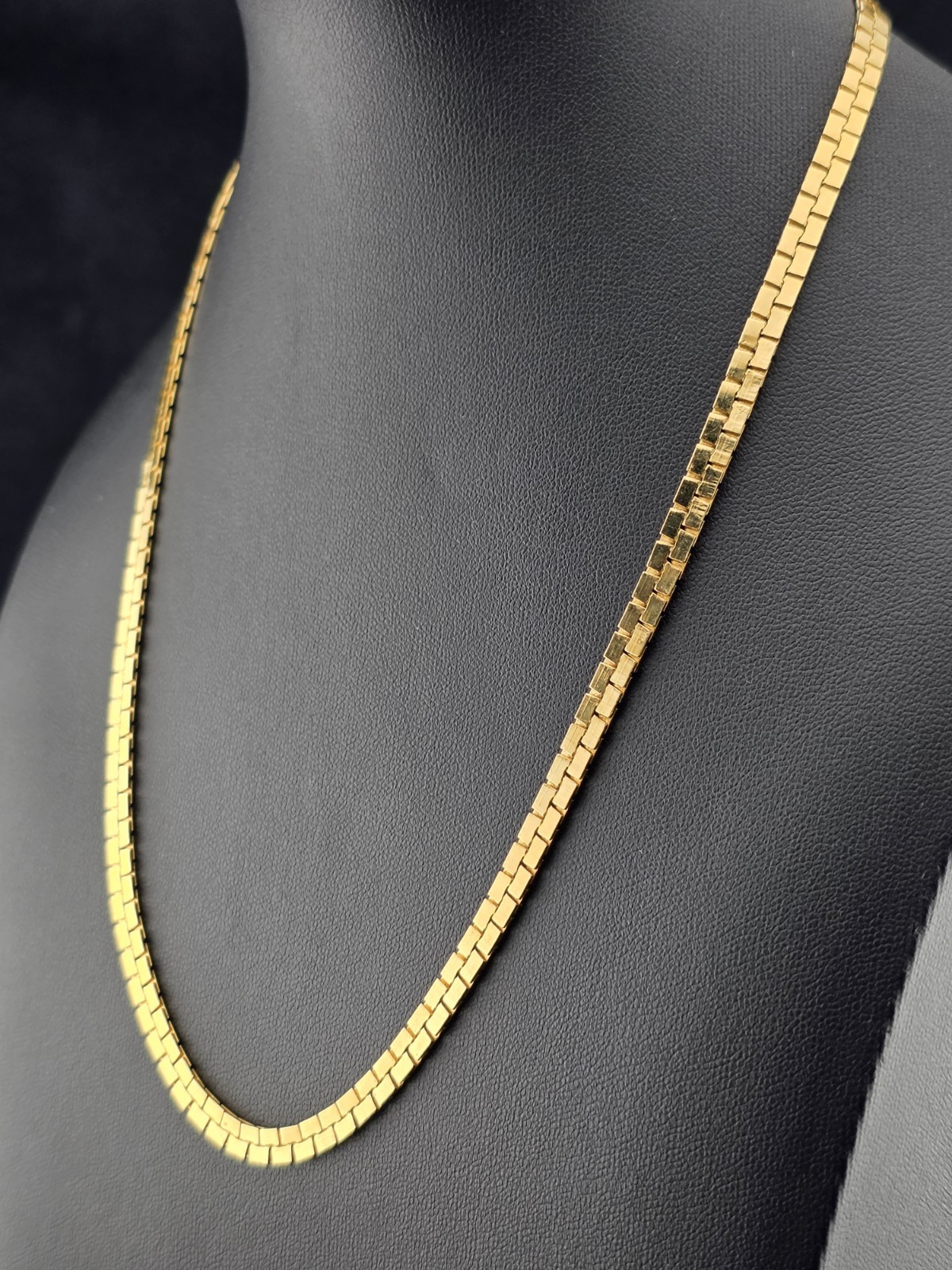 10K Gold Plated Brick Link Necklace 18.5″ Flat Articulated Chain 5mm- 15 Grams