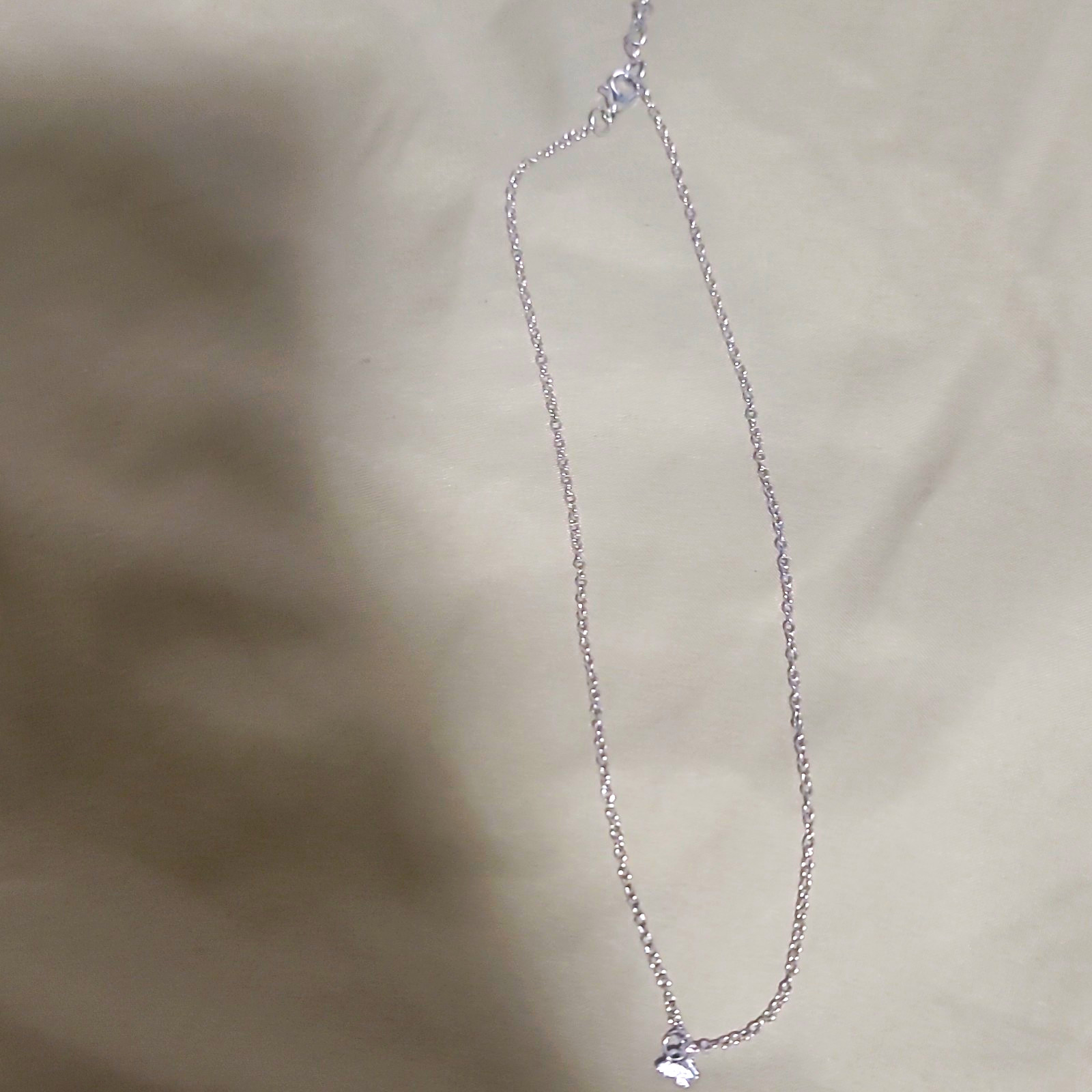 Silver Tone Star Charm Pendant Necklace, Cable Chain, Lobster Clasp, No Stone